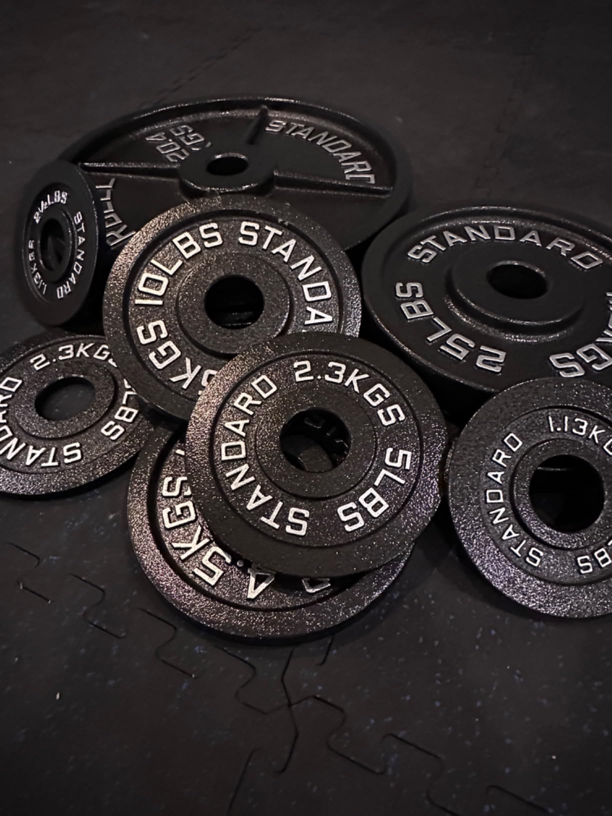 Steel Olympic Plates 175LB Set - 2 inch Olympic Hammertone Coated 2x 2.5lb, 5lb, 10lb, 25lb, & 45lb for Weight Lifting Training customer photo 1