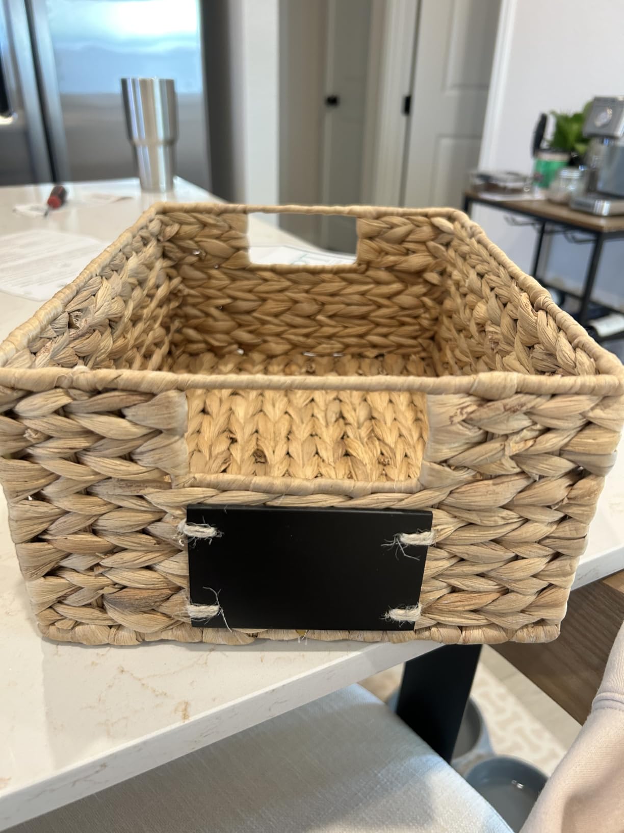 Best Choice Products Set of 4 9x12in Water Hyacinth Pantry Baskets, Woven Organizers w/Chalkboard Label, Chalk Marker - Natural customer photo 1