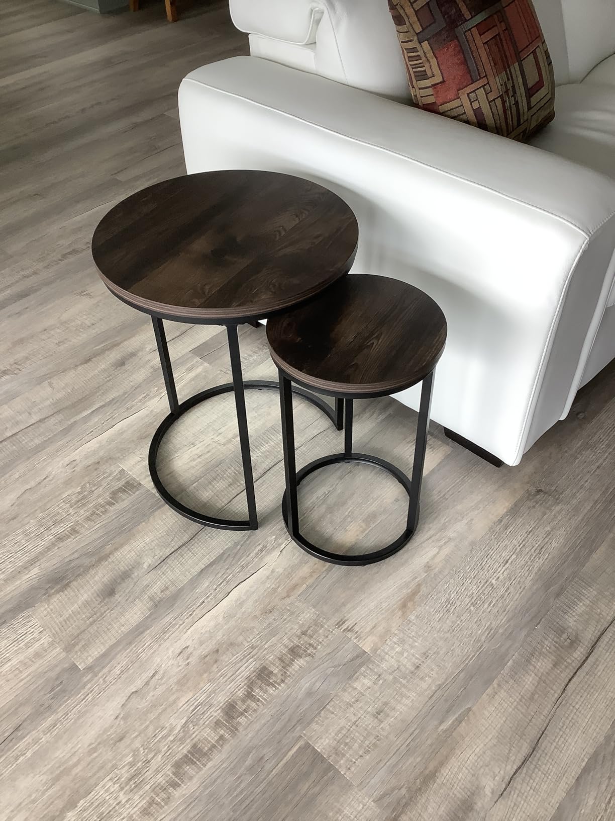 Nathan James Lula Nesting Round Side Set of 2, Accent End Table for Living Room with Wood or Marble Finish Tabletop and Metal Base, Nutmeg/Black customer photo 1