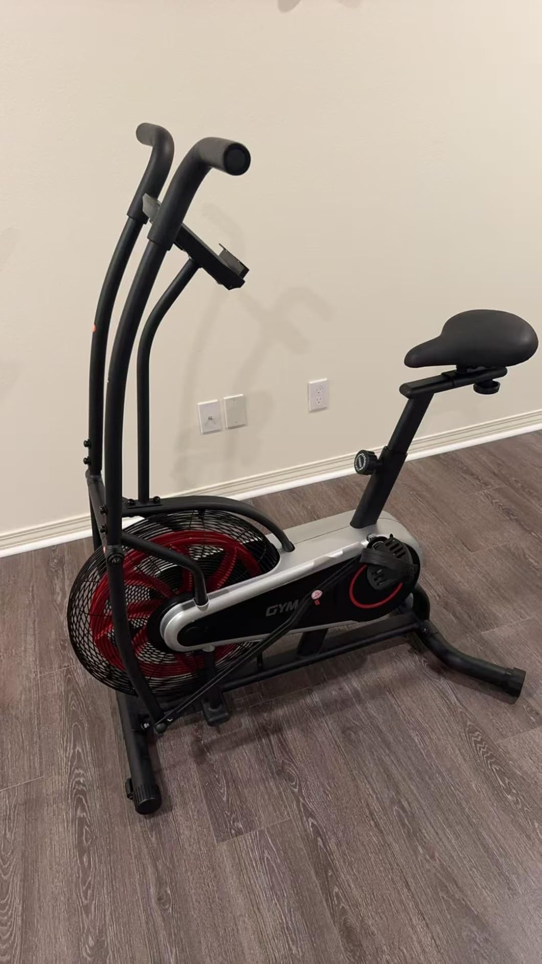 Goplus Air Bike, Fan Exercise Bike with Unlimited Resistance, Clear LCD Display, Tablet Holder, Adjustable Seat and Built-in Wheels, Fan Cycling Bike for Home Cardio Training customer photo 1