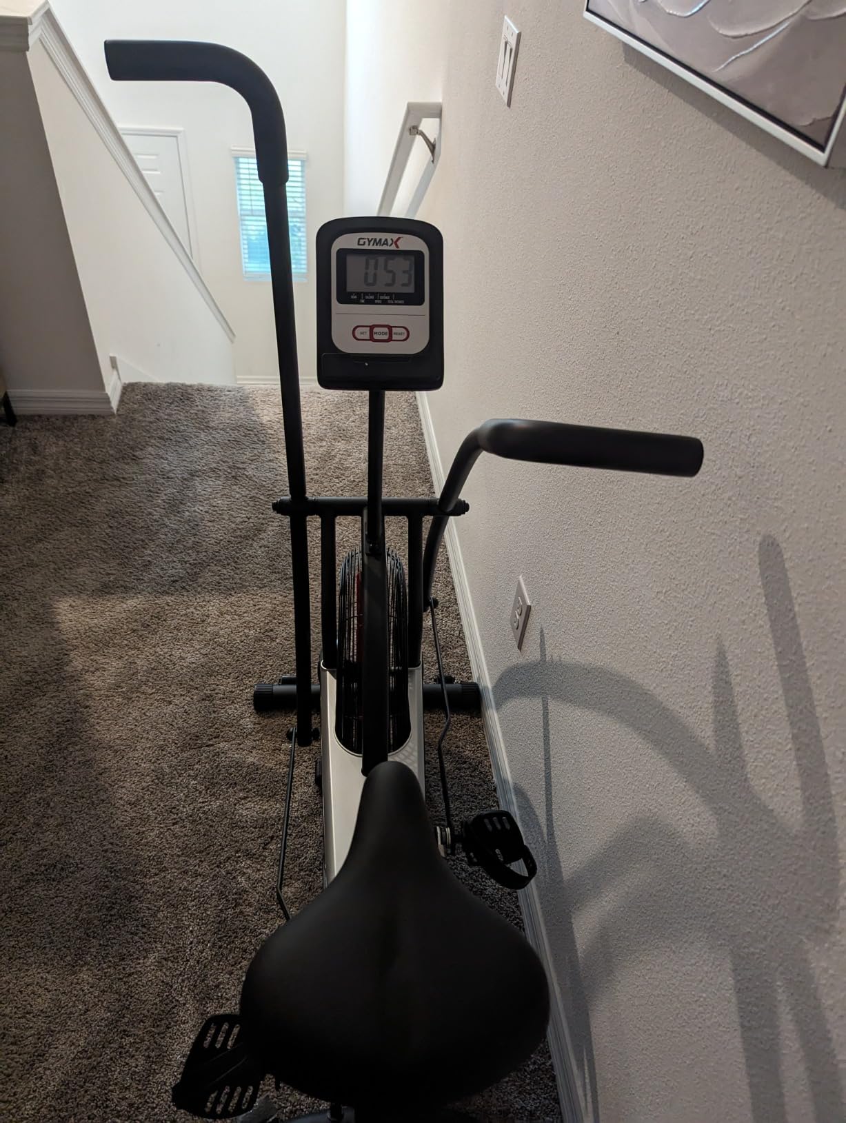 Goplus Air Bike, Fan Exercise Bike with Unlimited Resistance, Clear LCD Display, Tablet Holder, Adjustable Seat and Built-in Wheels, Fan Cycling Bike for Home Cardio Training customer photo 2