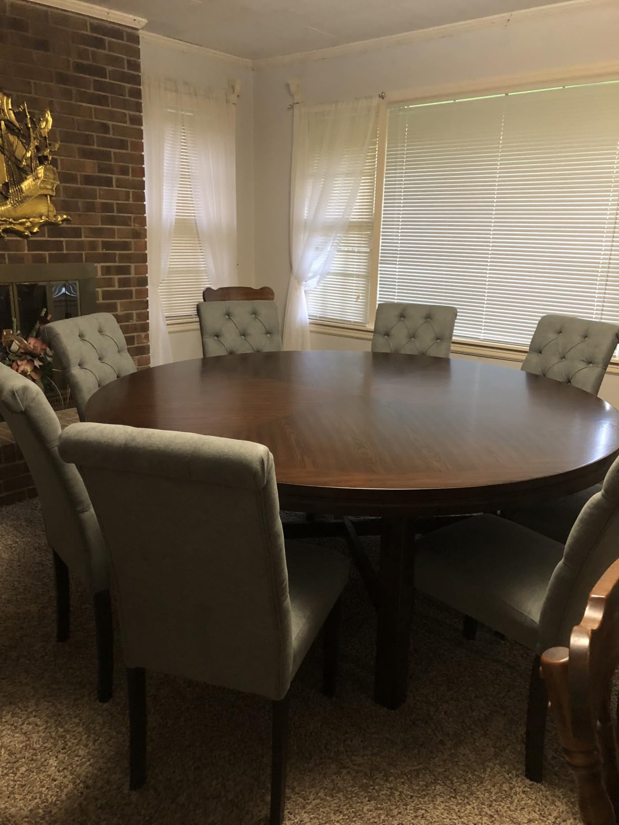 COLAMY Button Tufted Dining Chairs Set of 6, Accent Parsons Diner Chair Upholstered Fabric Dining Room Chairs Stylish Kitchen Chairs with Solid Wood Legs and Padded Seat, Dark Beige customer photo 1
