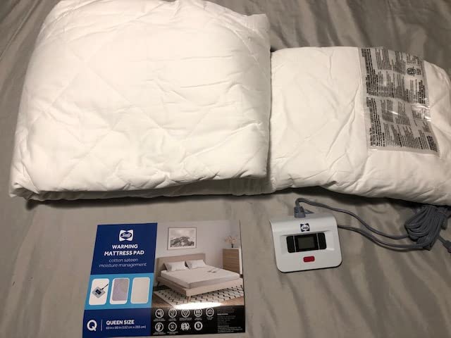 Sealy 3M Scotchgard Heated Mattress Pad | Quilted Cotton Electric Bed Warmer with 10 Heat Setting Dual Controller | 1-12 Hours Auto Shut Off | 17