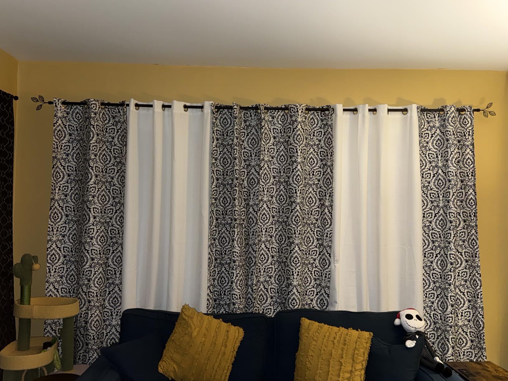 RYB HOME Brass Curtain Rod 1 Inch Diameter with Vivid Leaf Finials Telescoping Single Rod for Kitchen Living Room Bedroom Window Adjustable Length from 48 to 86 Inch, Antique Brass customer photo 2
