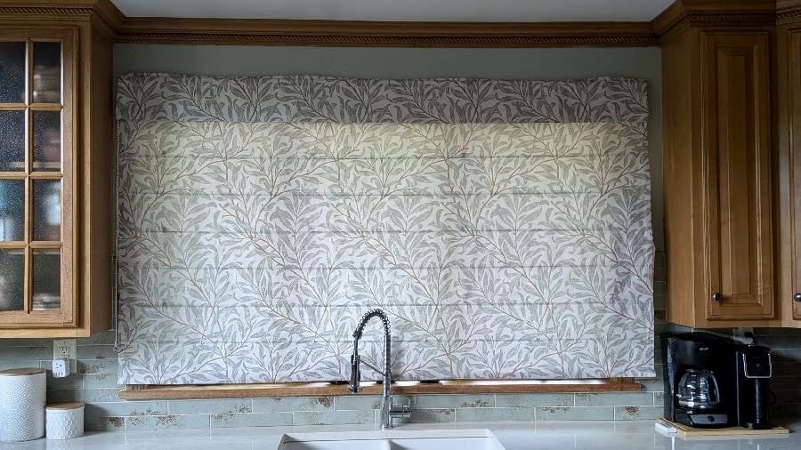 Cordless Floral Roman Shades, Green Leaf Customized Window Shades, Light Filtering Premium Blackout Roman Blinds, Washable Fabric Roman Shades for Windows, French Doors, Doors, Kitchen Windows customer photo 2