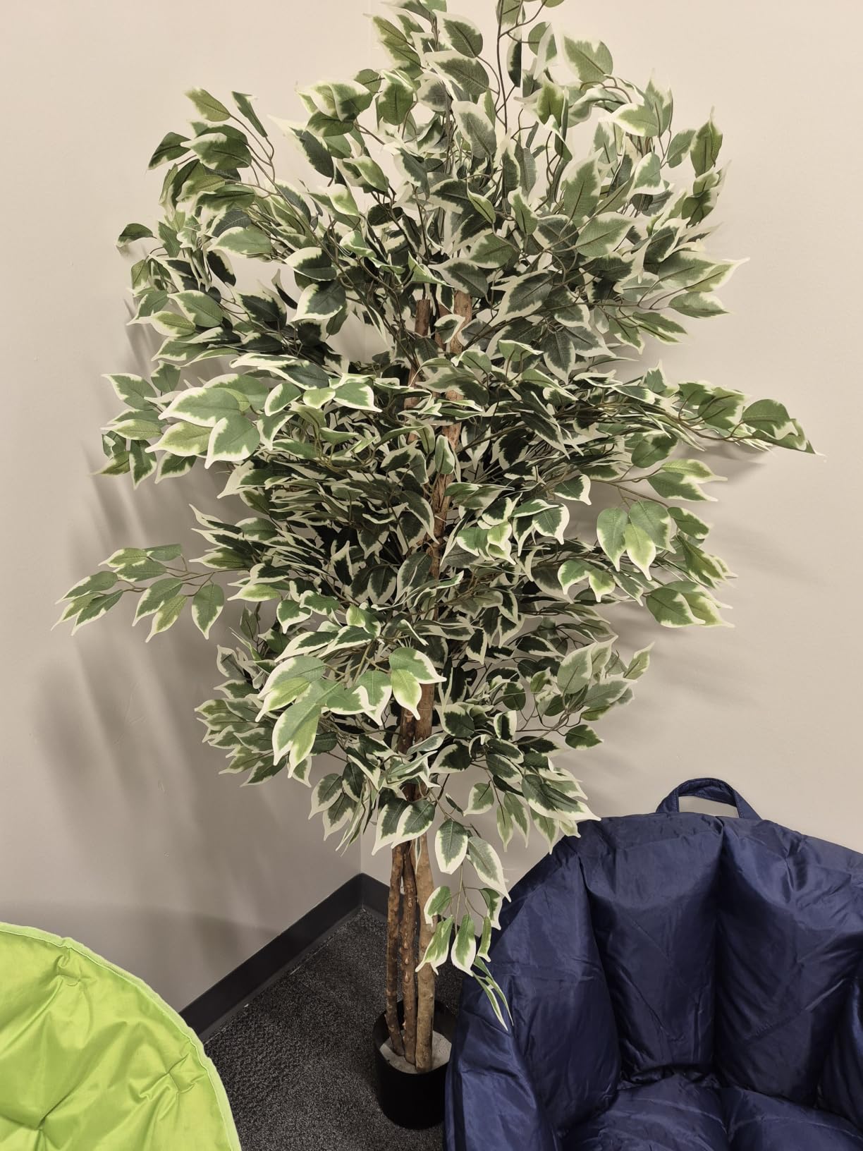 GTIDEA 6FT Artificial Ficus Tree with Natural Wood Trunk (NO VASE Included) | Tall Faux Trees Indoor, Dense Foliage, Fake Silk Tree Fake Plants for Home Decor Living Room Outdoor Balcony House Office customer photo 2