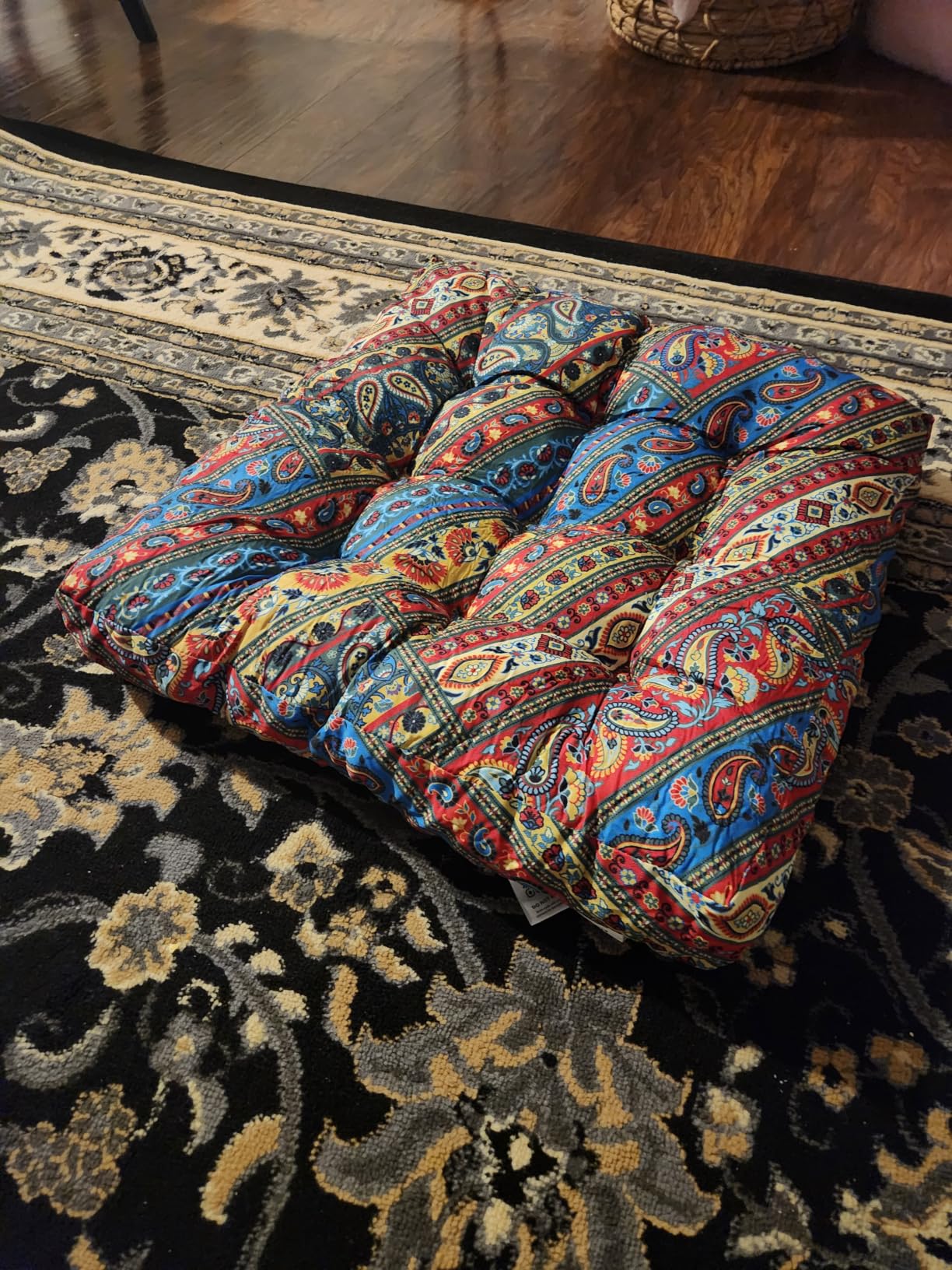 Codi Floor Cushions 2 Pack, Boho Floor Pillow Square Seat Cushion for Adult | For Meditation Yoga, Relaxtion, Living Room Sitting, Memory Foam Add, Home Decor, Multi Patchwork, 22x22 Inch, Spot Clean customer photo 1