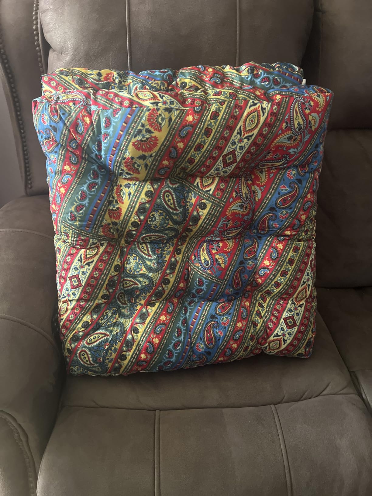 Codi Floor Cushions 2 Pack, Boho Floor Pillow Square Seat Cushion for Adult | For Meditation Yoga, Relaxtion, Living Room Sitting, Memory Foam Add, Home Decor, Multi Patchwork, 22x22 Inch, Spot Clean customer photo 2