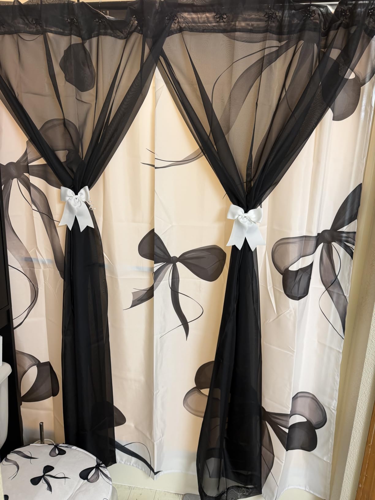 Simplebrand Black Sheer Curtains 84 Inches Long, Light Filtering Rod Pocket Solid Color Window Sheer Curtain Panels, Elegant Curtains & Drapes for Living Room, Bedroom customer photo 2