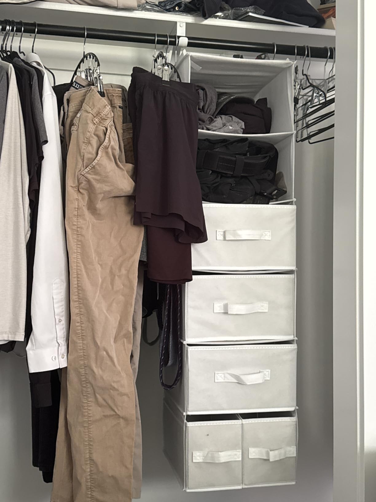 GRANNY SAYS Hanging Closet Organizer 6 Shelves, Closet Organizers and Storage with 5 Drawers, 6 Side Pockets Closet Hanging Organizer, Hanging Storage Organizer for Closet, Baby Clothes, Gray customer photo 1