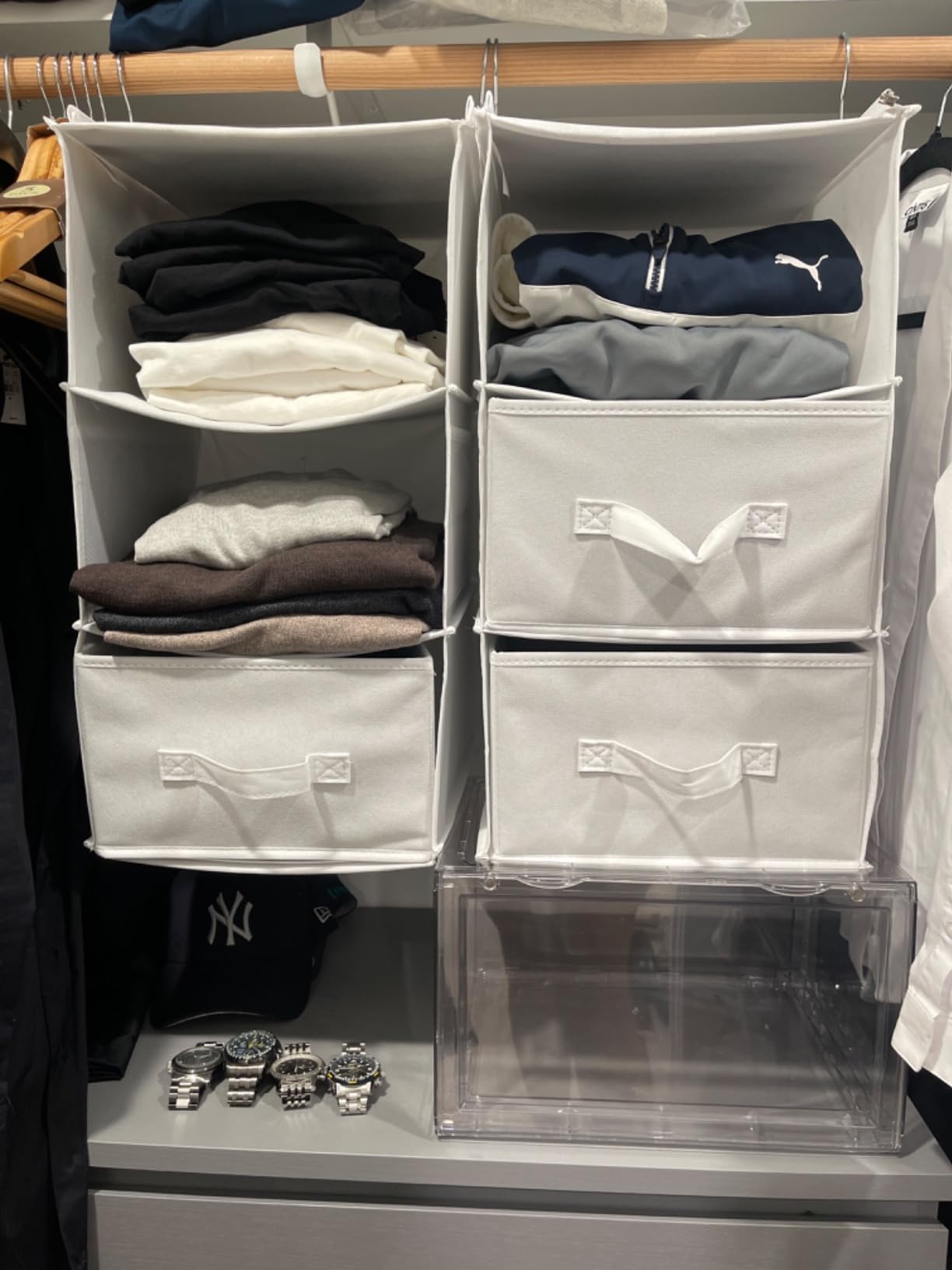 GRANNY SAYS Hanging Closet Organizer 6 Shelves, Closet Organizers and Storage with 5 Drawers, 6 Side Pockets Closet Hanging Organizer, Hanging Storage Organizer for Closet, Baby Clothes, Gray customer photo 2