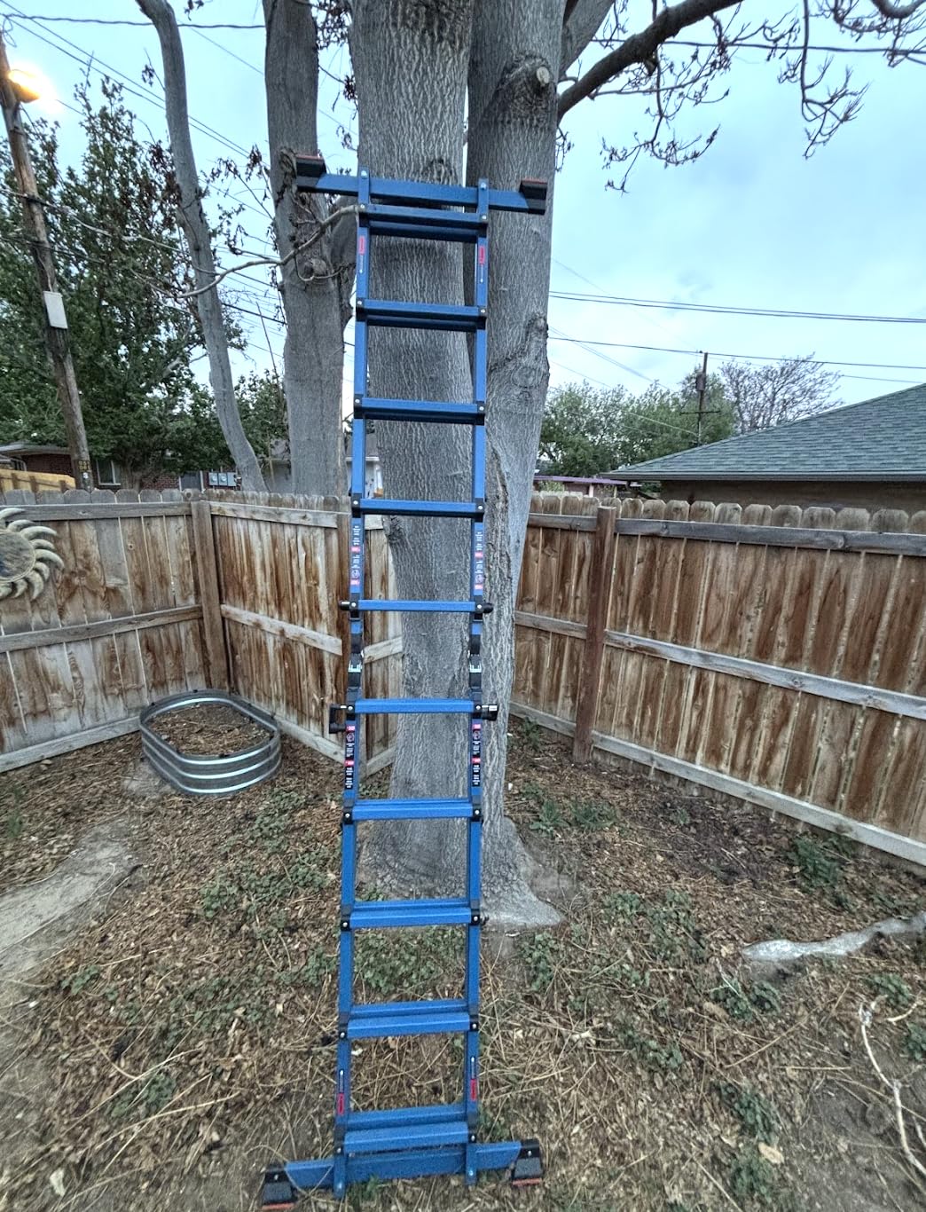LANBITOU Ladder, A Frame 4 Step Ladder Extension, 14 FT Anti-Slip Multi Position & Storage Folding Ladder, 330 lbs Security Load Telescoping Aluminum Ladders for Stairs Home Indoor Outdoor Roof customer photo 1
