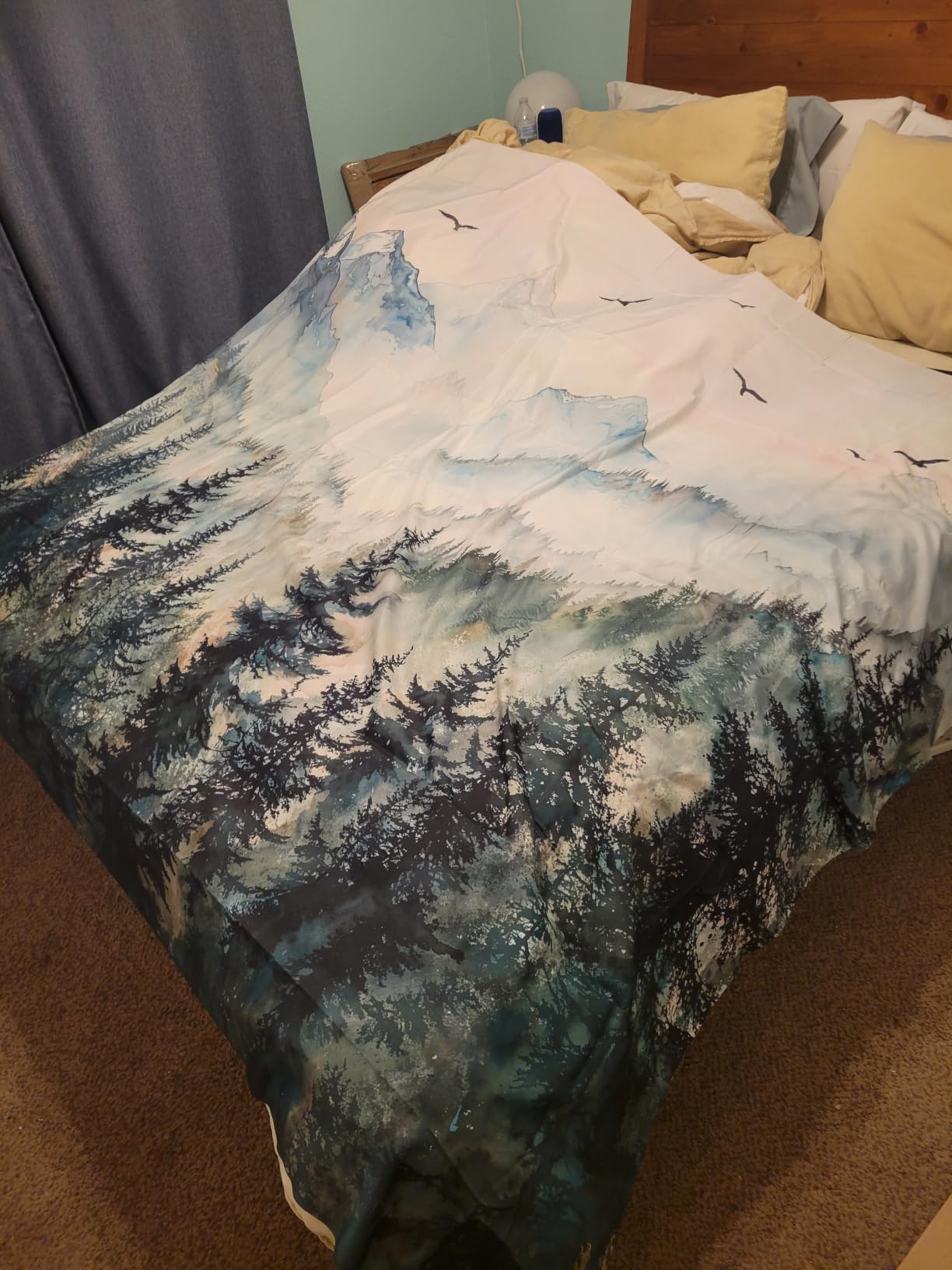 Zussun Black and White Tapestry Starry Night Mountain Tapestries for Bedroom Aesthetic Moon and Stars Tapestry's Wall Hanging Dark Nature Forest Wall Tapestry for Living Room Dorm (48'' × 36'') customer photo 1
