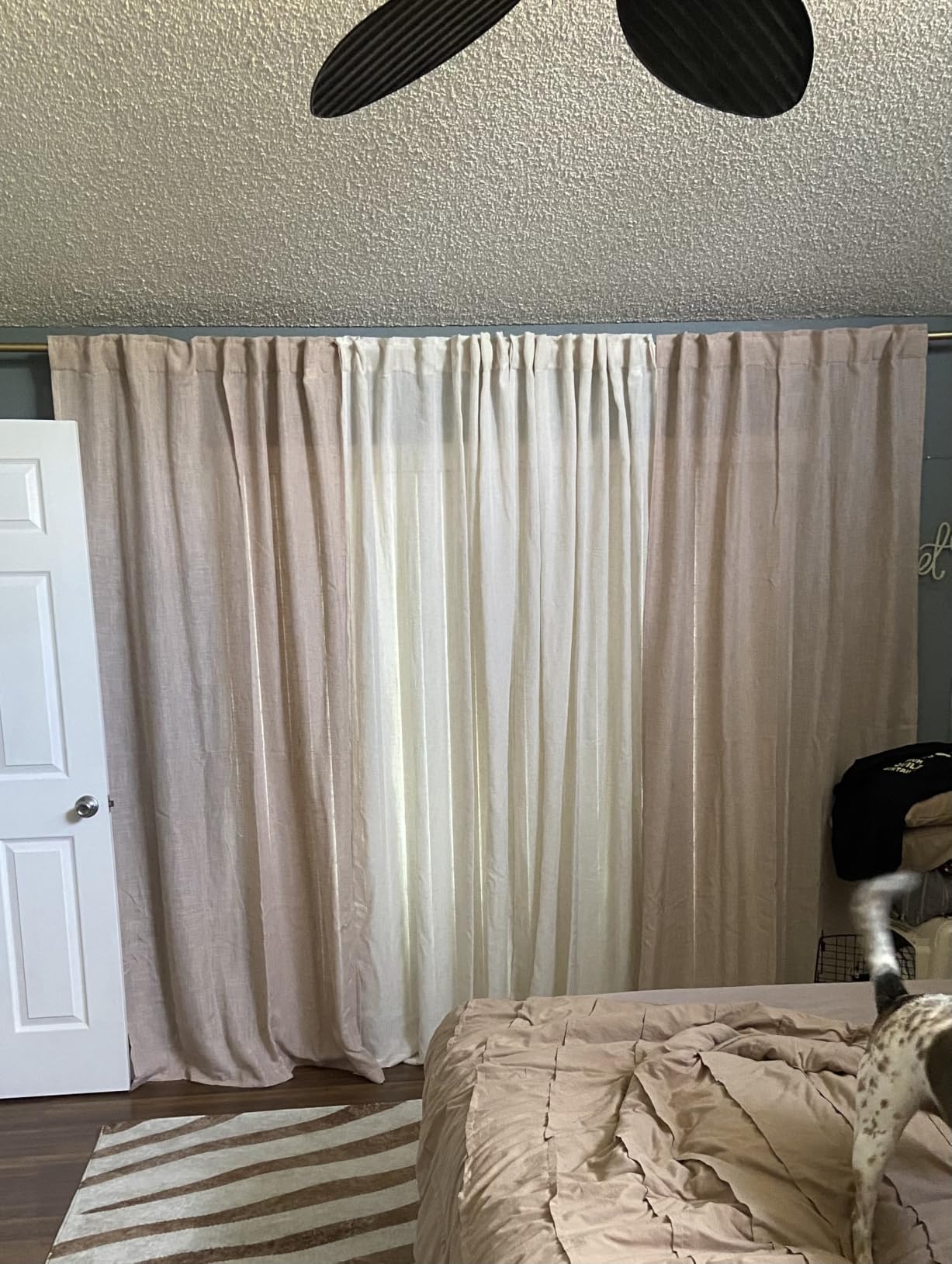 MIULEE Natural White Linen Curtains 84 Inch Long for Bedroom Living Room, Soft Thick Linen Textured Window Drapes Semi Sheer Light Filtering Rod Pocket Back Tab Neutral Farmhouse Cream Ivory 2 Panels customer photo 2