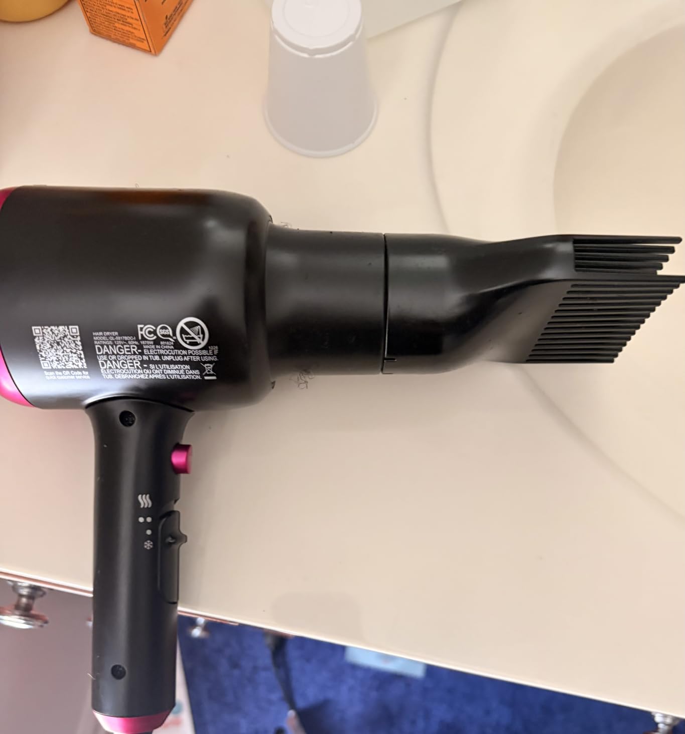 Wavytalk Blown Away Ionic Hair Dryer with Diffuser for Curly Hair | 1875W Fast Drying, 3 Attachments for All Hair Types, Ceramic Healthy Shine, Lightweight & Quiet (White) customer photo 1