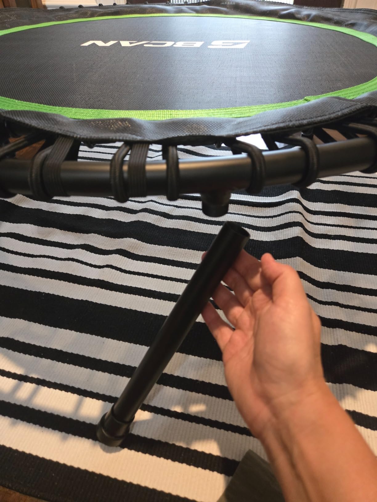 BCAN BT2 450/550LBS Mini Rebounder Trampoline for Adults with Bar, Fitness Trampoline with Bungees, Adjustable Handle, Stable & Quiet, Indoor Outdoor, Whole-Body Workout - 40IN/48IN | FED Fitness customer photo 1