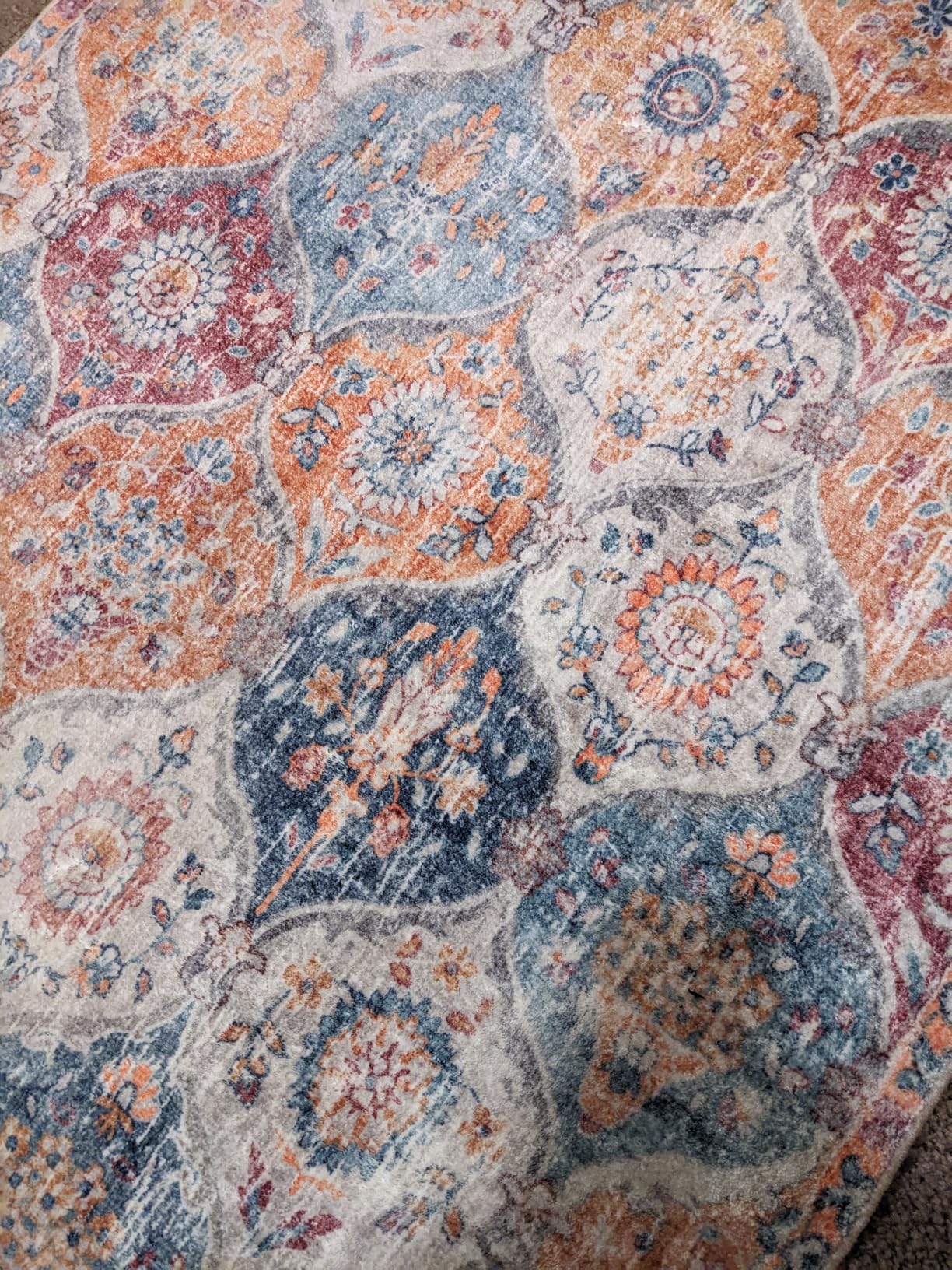 Lahome Moroccan Washable Round Area Rug, Soft Round Rugs 6ft Ultra-Thin Non-Slip, Vintage Distressed Large Circle Carpet for Bedroom Living Room Kitchen Nursery Elise, Burnt Orange customer photo 1