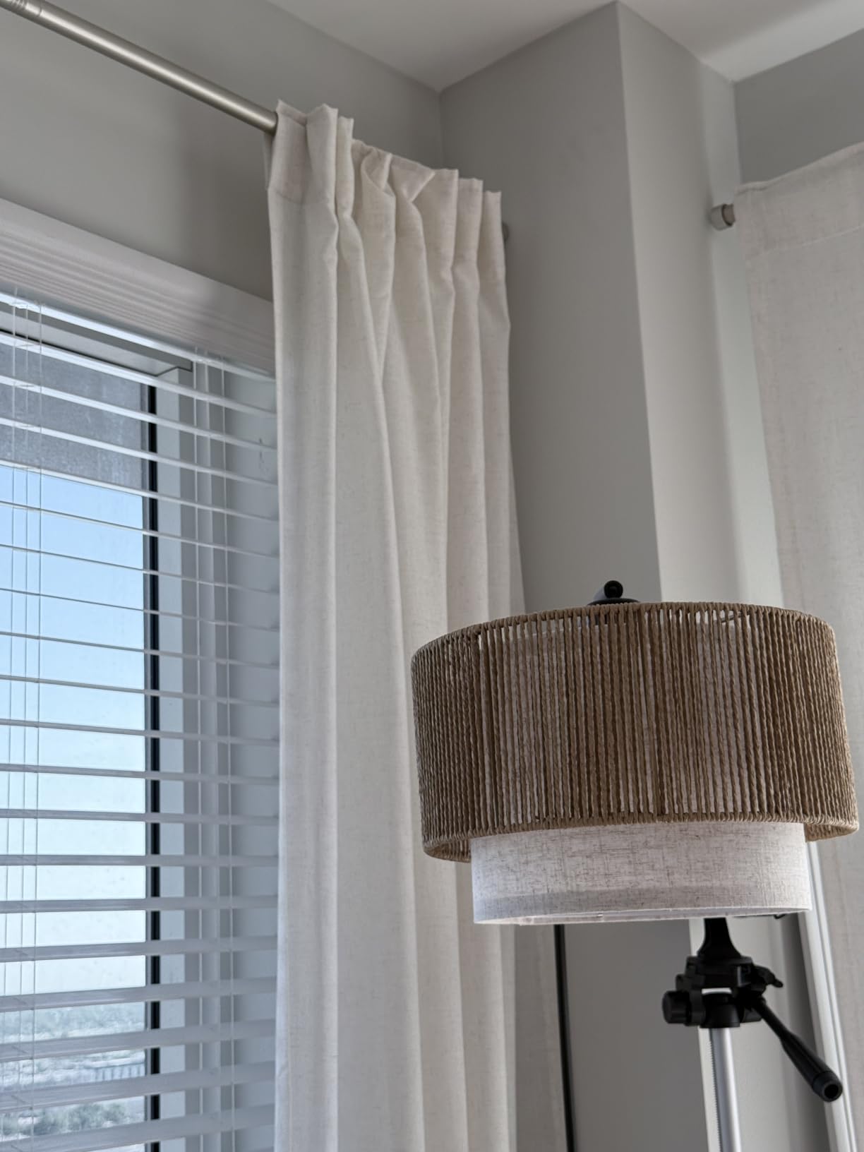 Cream Linen Back Tab Curtains 84 Inch Length for Living Room 2 Panel Set Neutral Modern Farmhouse Window Privacy Semi Sheer Linen Drapes Rustic Pinch Pleated Look Curtain Natural Ivory Colored customer photo 2