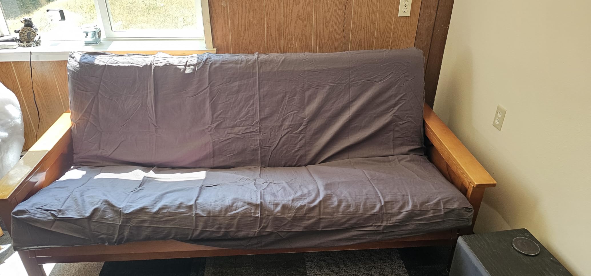 LANE LINEN Futon Covers Full Size, 100% Cotton Slipcovers, Full Size Mattress Cover for Futon Sofa Bed, Foldable Armless Sofa Cover, Zippered Couch Cover - Dark Blue customer photo 1