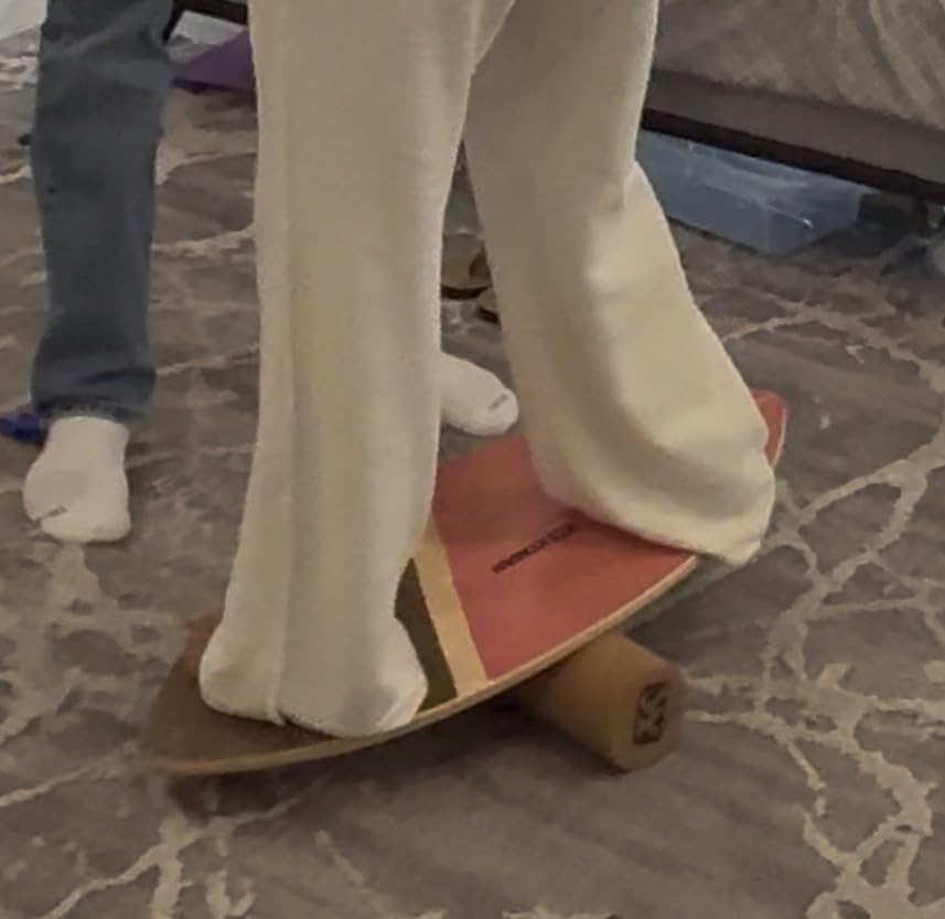 XCMAN Surf Balance Board Trainer with Roller Wooden Exercise Balancing Stability Trainer - Non Slip Surface for Adults Kids | Balance Board for Surfing, Snowboarding, Skateboarding, Hockey, Yoga Training customer photo 2
