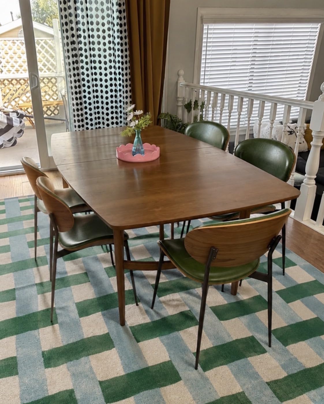 Genuine Leather Dining Chairs Set of 4, Mid Century Modern, Upholstered Kitchen Dining Room, Armless Accent with Walnut Bendwood, Brown customer photo 1