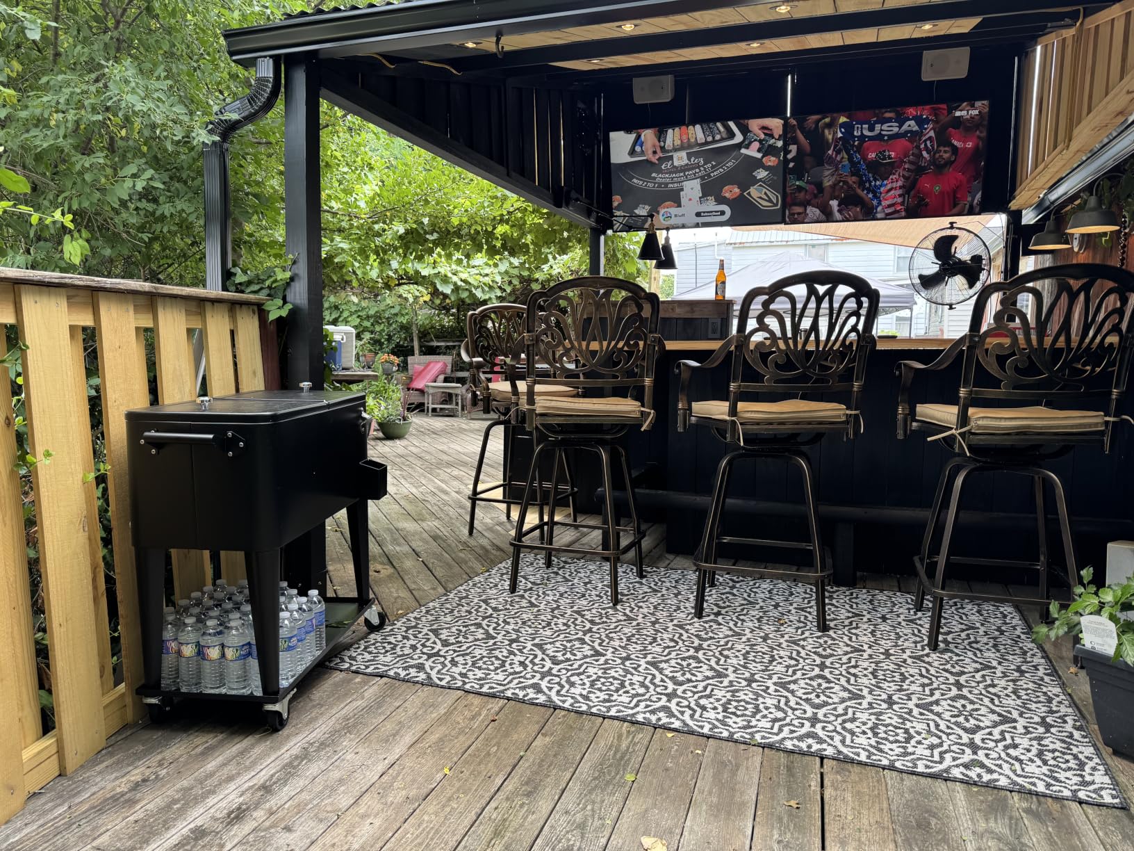 80QT Rolling Cooler Cart with Wheels, Ice Chest Outdoor Backyard Coolers on Wheels with Large Storage Space, Portable Drink Beverage Bar for Patio Pool Party with Shelf and Bottle Opener customer photo 1