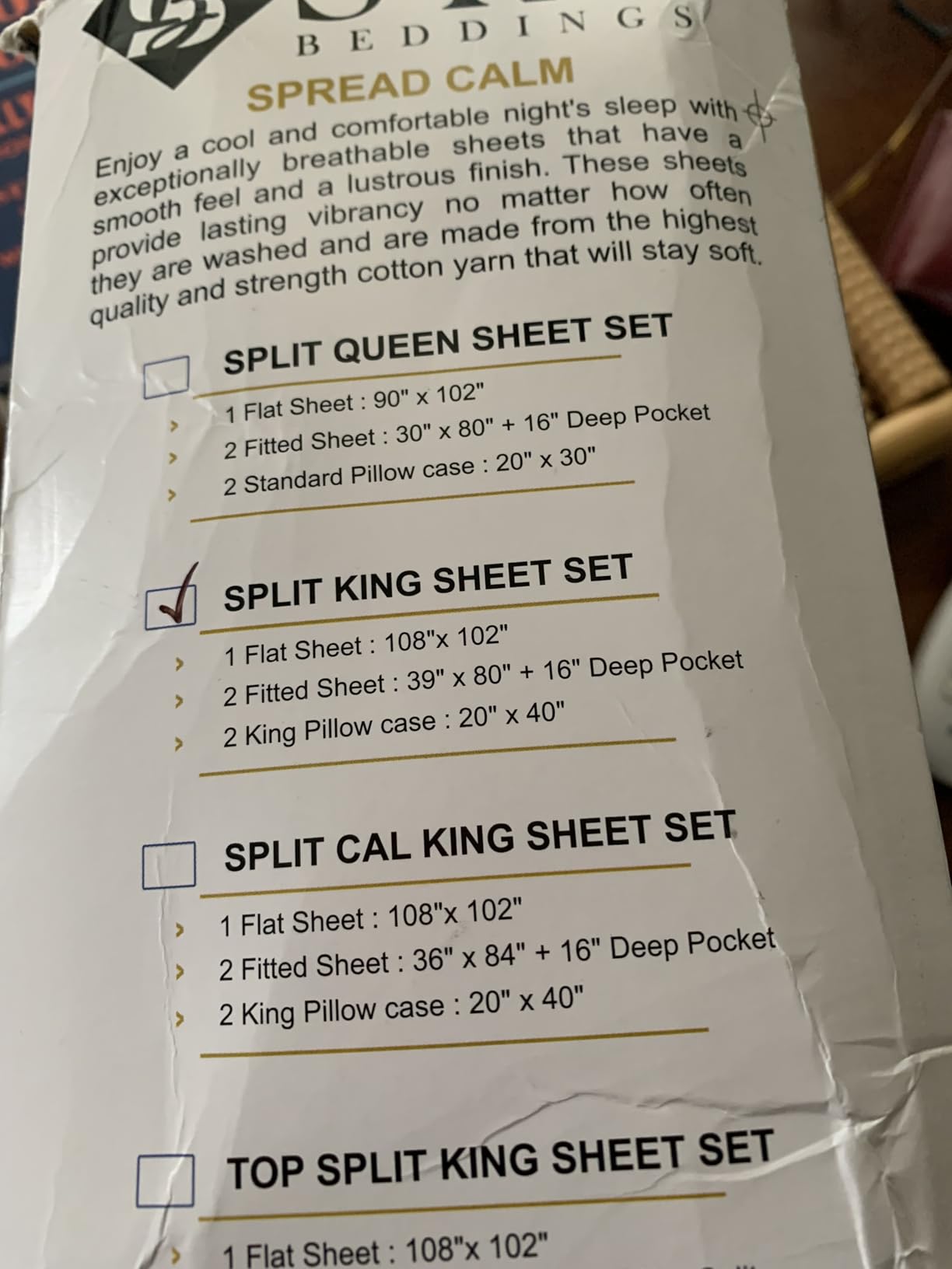 SKY BEDDINGS Split King Sheet Set, 100% Egyptian Cotton Sateen, White | Split King Sheets Sets for Adjustable Beds, 5-Piece Set, 16