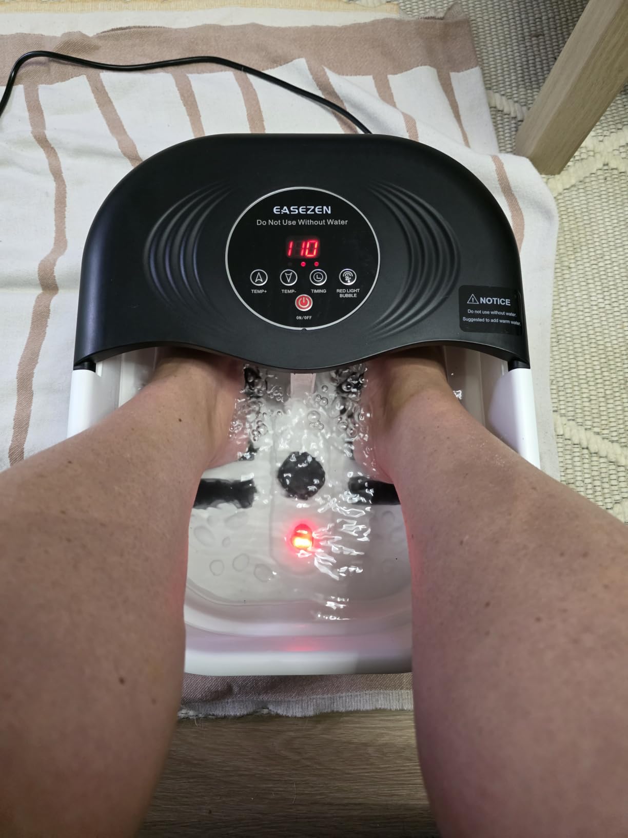 SPA4PIEDS Collapsible Heated Foot Spa Bath with Bubble, Foot Soaking Tub Featuring 8 Shiatsu Rollers Pumice Stone and Built-in Timer for Foot Relaxation, Self Care Gift for Mom,Dad,Parents(Black) customer photo 1
