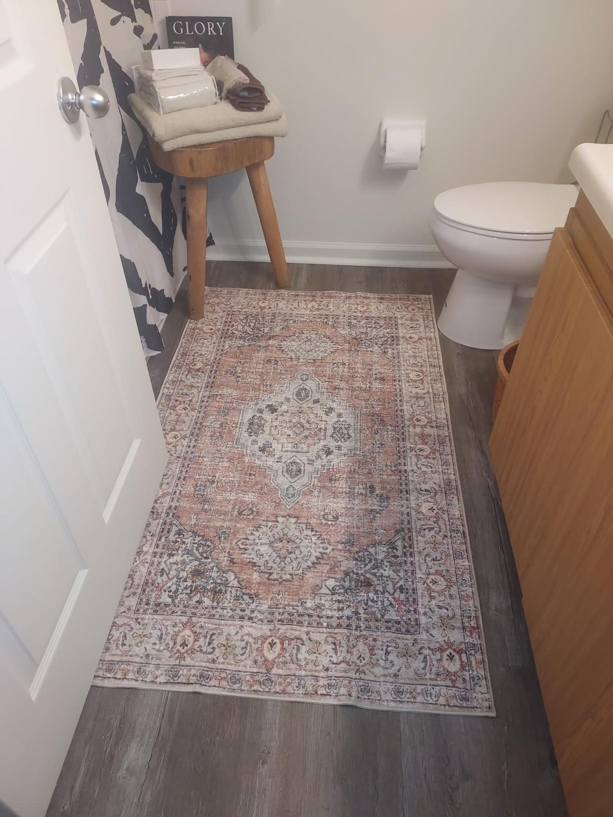 Lahome Oriental Washable Kitchen Runner Rug Non Slip, 2x8 Bathroom Runners for Hallways with Rubber Backing, Vintage Soft Long Carpet for Laundry Bedroom Eleanor, Peach/Orange customer photo 2