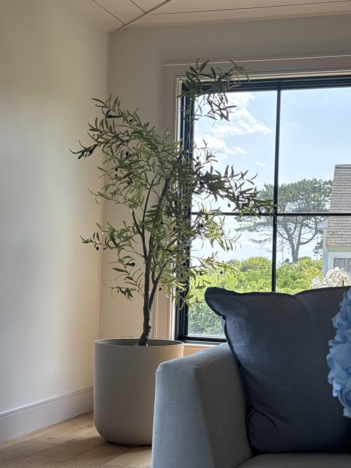FEELEAD 7ft Faux Olive Tree with Natural Olive Branches & Realistic Leaves | Fake Potted Olive Silk Tree with Sturdy Base - Realistic Olive Trees Artificial Indoor for Modern Home Entryway Office Decor customer photo 1