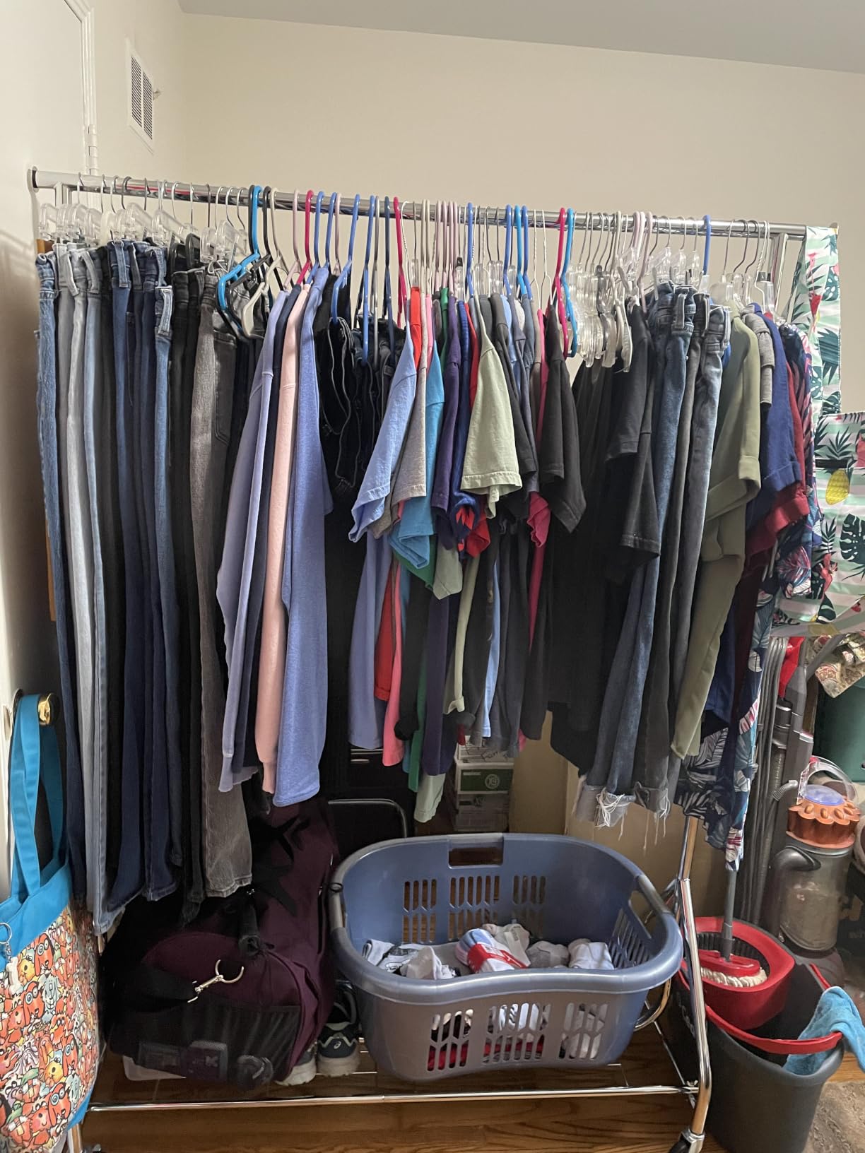 HYSEYY Heavy Duty Clothes Rack Load 450 LBS, Metal Garment Rack, Standing Rolling Clothing Rack for Hanging Clothes with Sturdy Wheels & Shelves, Portable Closet Wardrobe Rack, Silver customer photo 2