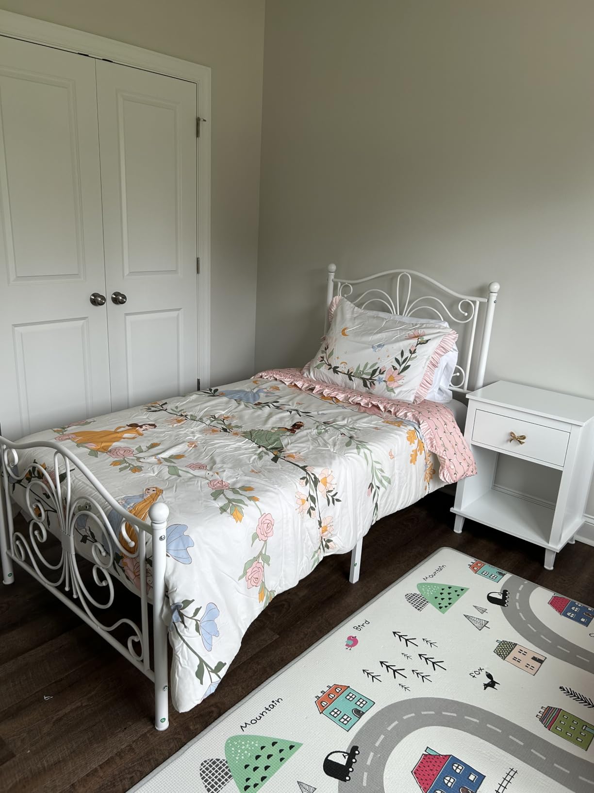 SHA CERLIN Twin Size Bed Frame for Kids, Metal Bed Frame with Butterfly Pattern customer photo 1