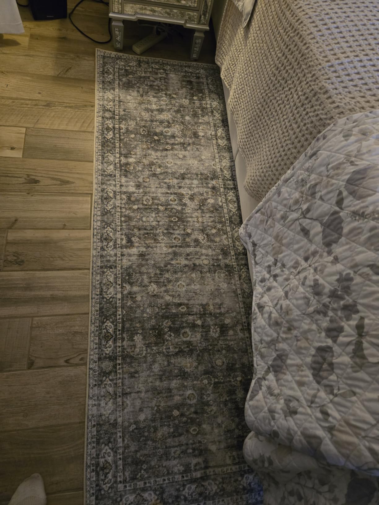 Runner Rug Hallway Runner Rug Washable Kitchen Runner Rugs with Rubber Backing 2'6''x8' 100% Polyester Vintage Rug for Entryway Indoor, Kitchen, Laundry, Bedroom (Grey and Brown) customer photo 1