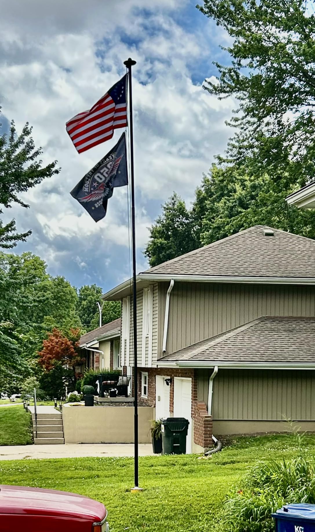 Heavy Duty 25 FT Flag Pole for Outside House, Unbending 100MPH Wind Test | 12Gauge 95HBW Hard Aerospace Aluminum, In-Ground Flagpole Kit customer photo 1