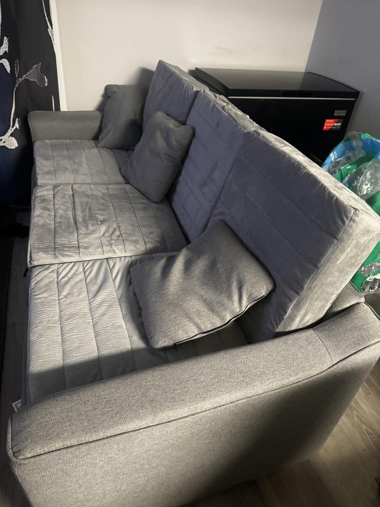 JKMAX 2 Pcs High Density Foam Floor Pillow - Upgraded Large Pillows Seating for Adults - Outdoor Floor Cushion with Soft Tufted Cover - Yoga Pillows for Sitting On Floor - 22 Inch Light Gray customer photo 1