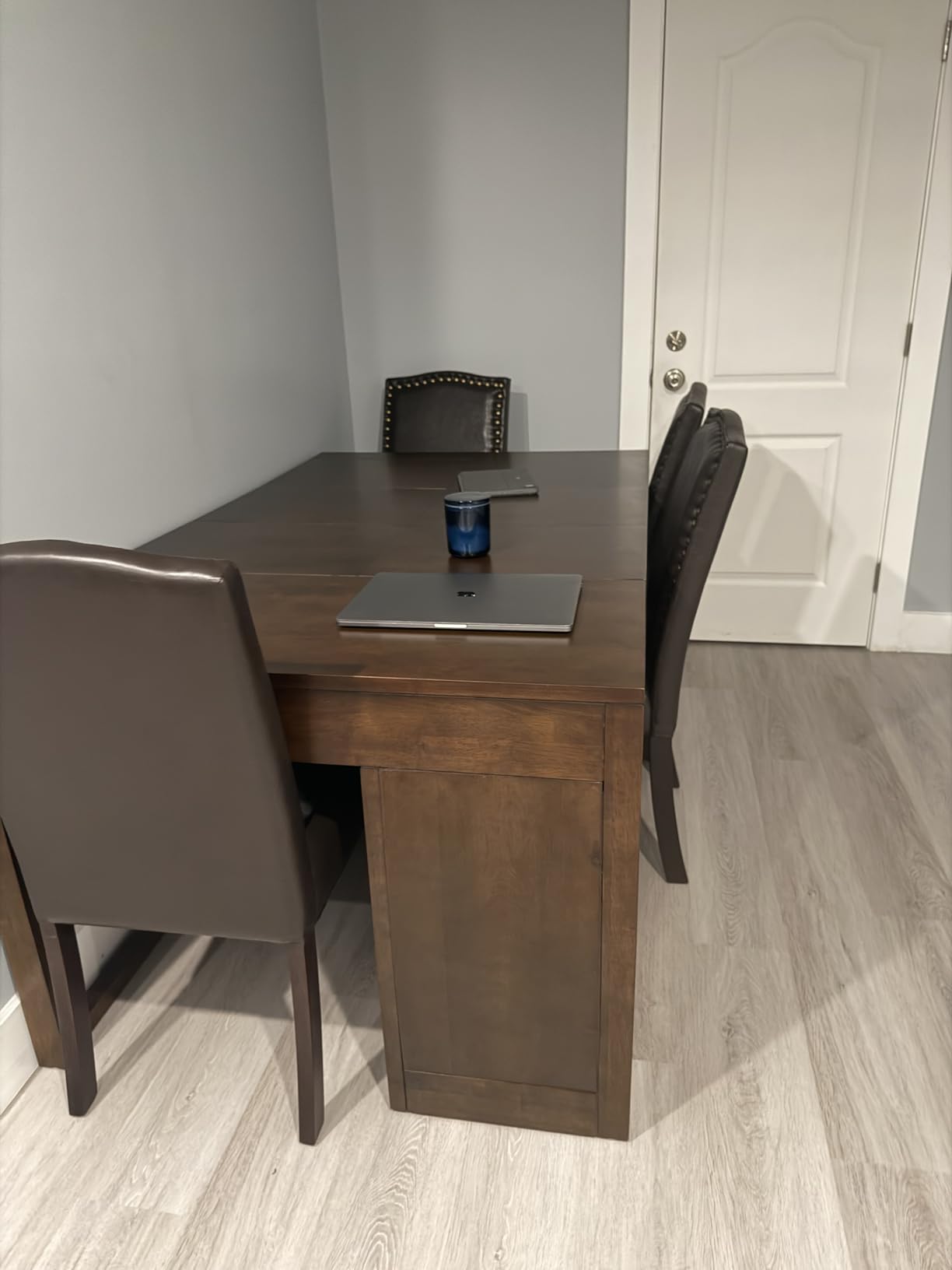 DUMOS Dining Chairs Set of 4, Modern PU Leather Kitchen Table Chairs with Wooden Legs and Padded Seat for Dining Room/Kitchen/Living Room/Restaurant, Brown customer photo 2