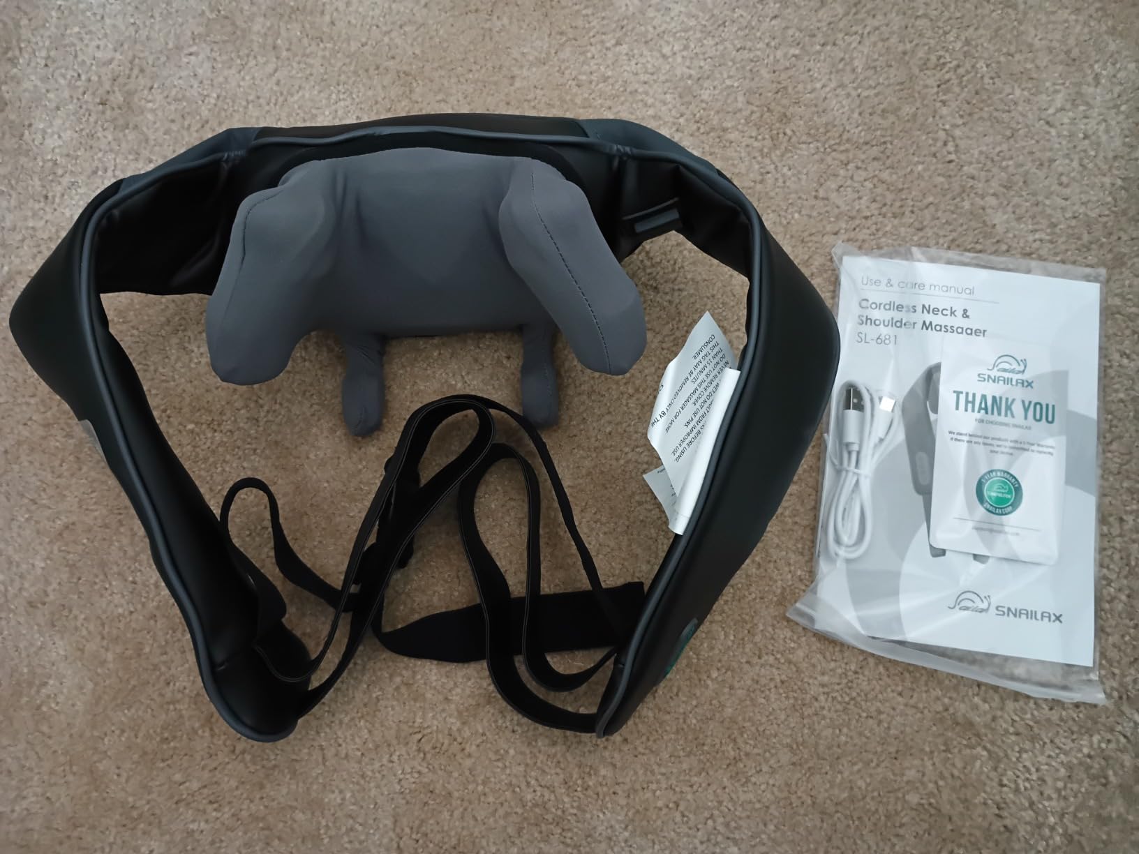 Snailax Cordless Neck Massager with Heat for Pain Relief Deep Tissue, 4D Kneading, Rechargeable Shiatsu Back Neck Massager for Neck, Shoulders Back, Gift for Father | 2 modes, 3 speeds, 104-122°F heat, Wearable hands-free straps, washable sleeve, 100-min battery customer photo 2