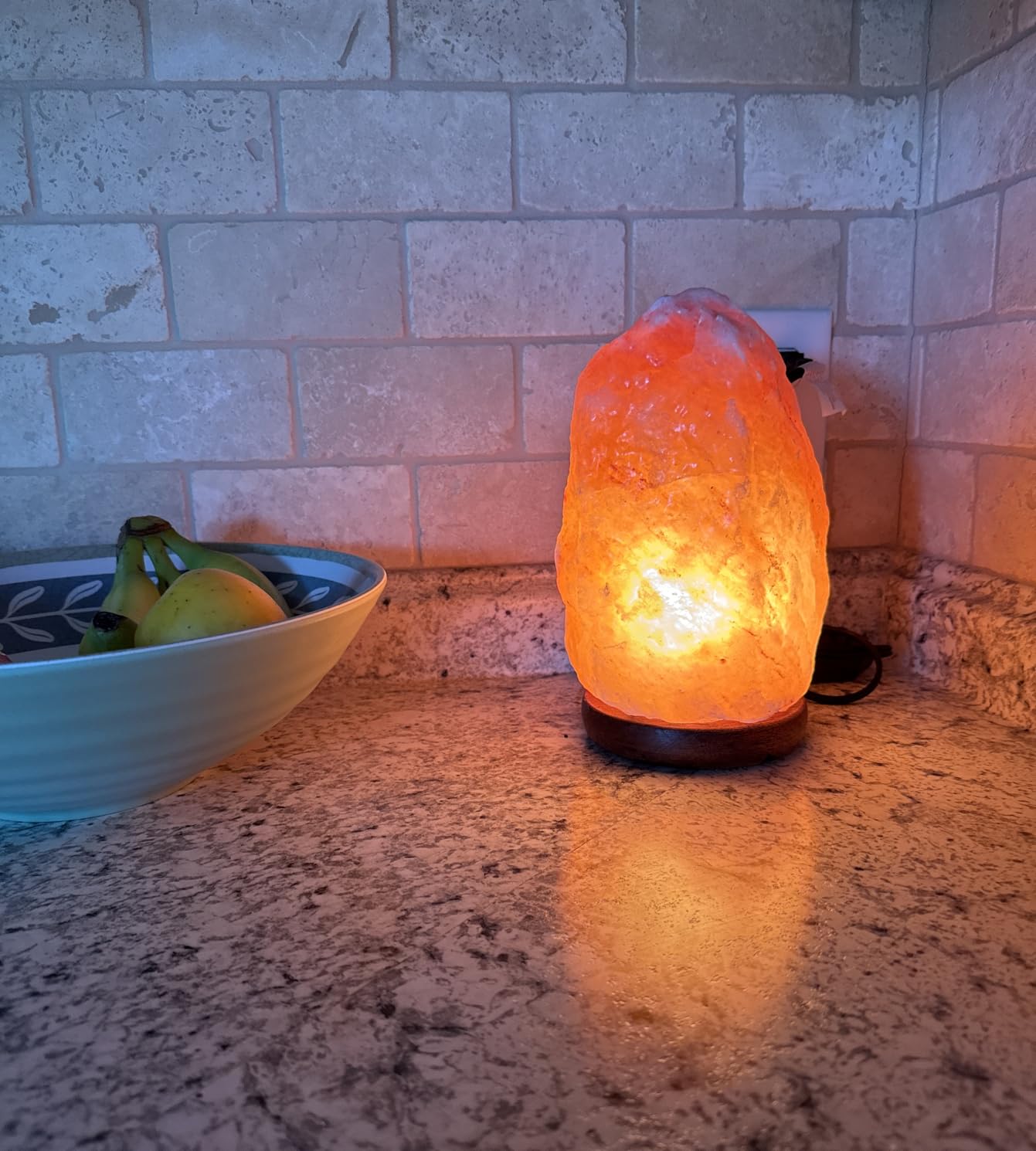 POHS 10-12 Inch Tall, 11-15 lbs Extra Large Himalayan Pink Salt Lamp | 100% Authentic Natural Hand-Carved Crystal Rock Salt Lamp with Wooden Base, Dimmable Cord & Bulb Replacement Included customer photo 1