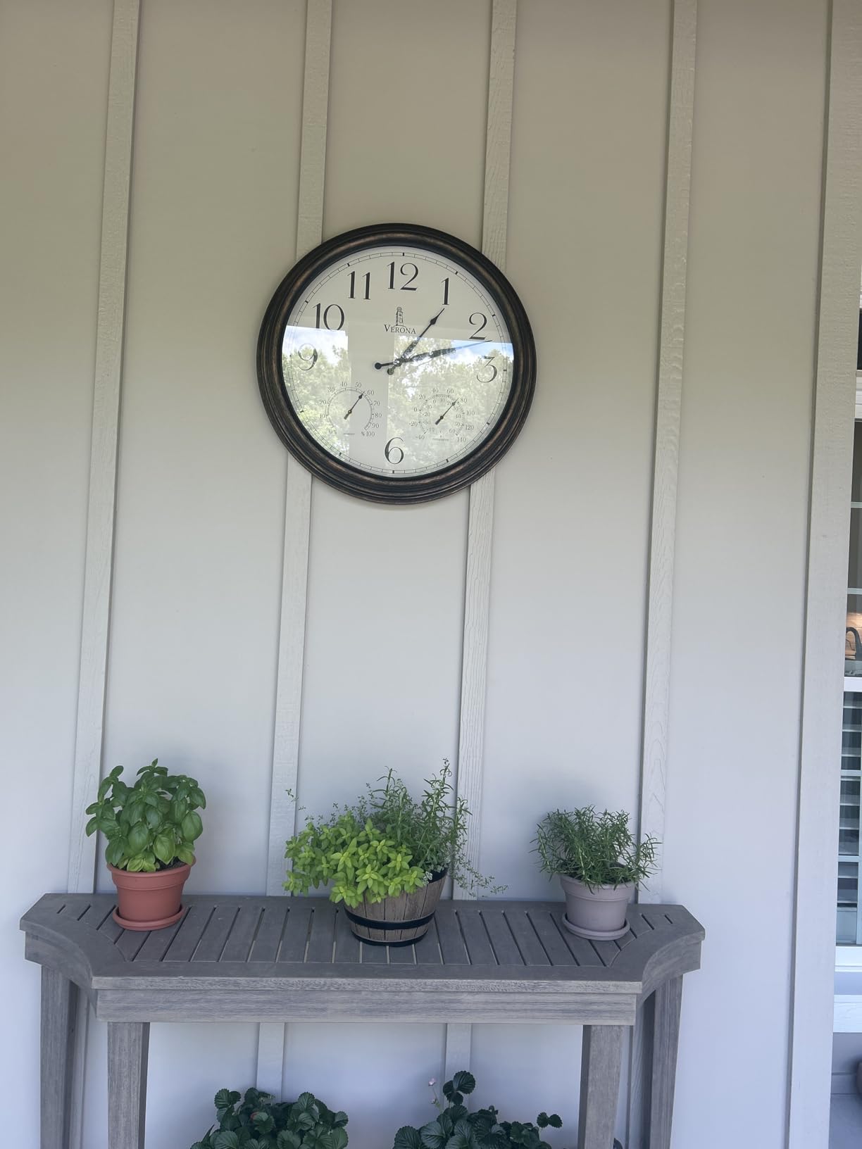 Large Outdoor Clocks for Patio Waterproof with Thermometer Combo, 18 Inch | Weatherproof Bronze Indoor Outdoor Wall Clock, Temperature and Humidity, Accurate, Easy to Read for Pool, Garden, Home Decor customer photo 1