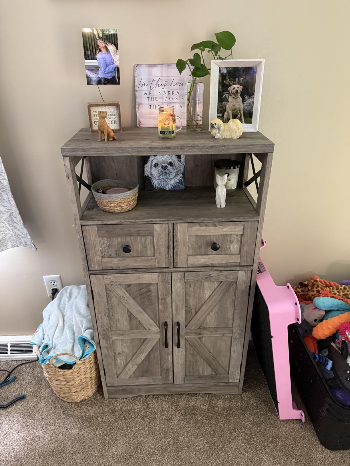 Befrases Farmhouse White Storage Cabinet with Doors and Drawers, Freestanding Kitchen Pantry Cabinet, Floor Storage Cabinet Hutch Cupboard for Kitchen, Living Dining Room, Bathroom customer photo 2