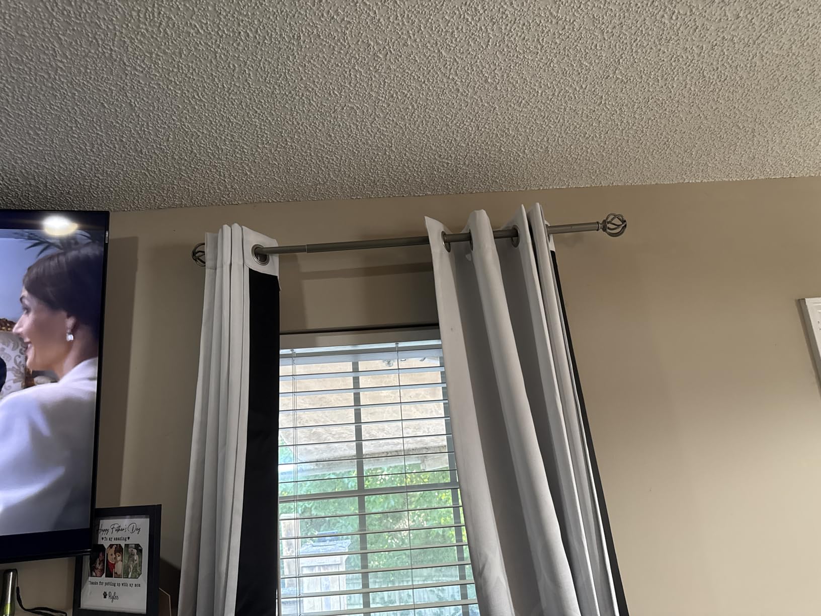 Curtain Rod 32 to 58, Window Treatment Rods, Antique Silver | 7/8 Inch Heavy Duty Adjustable Single Rod, Twisted Cage Finials, Come with Mounting Hardware, for Bedroom, Living Room customer photo 2