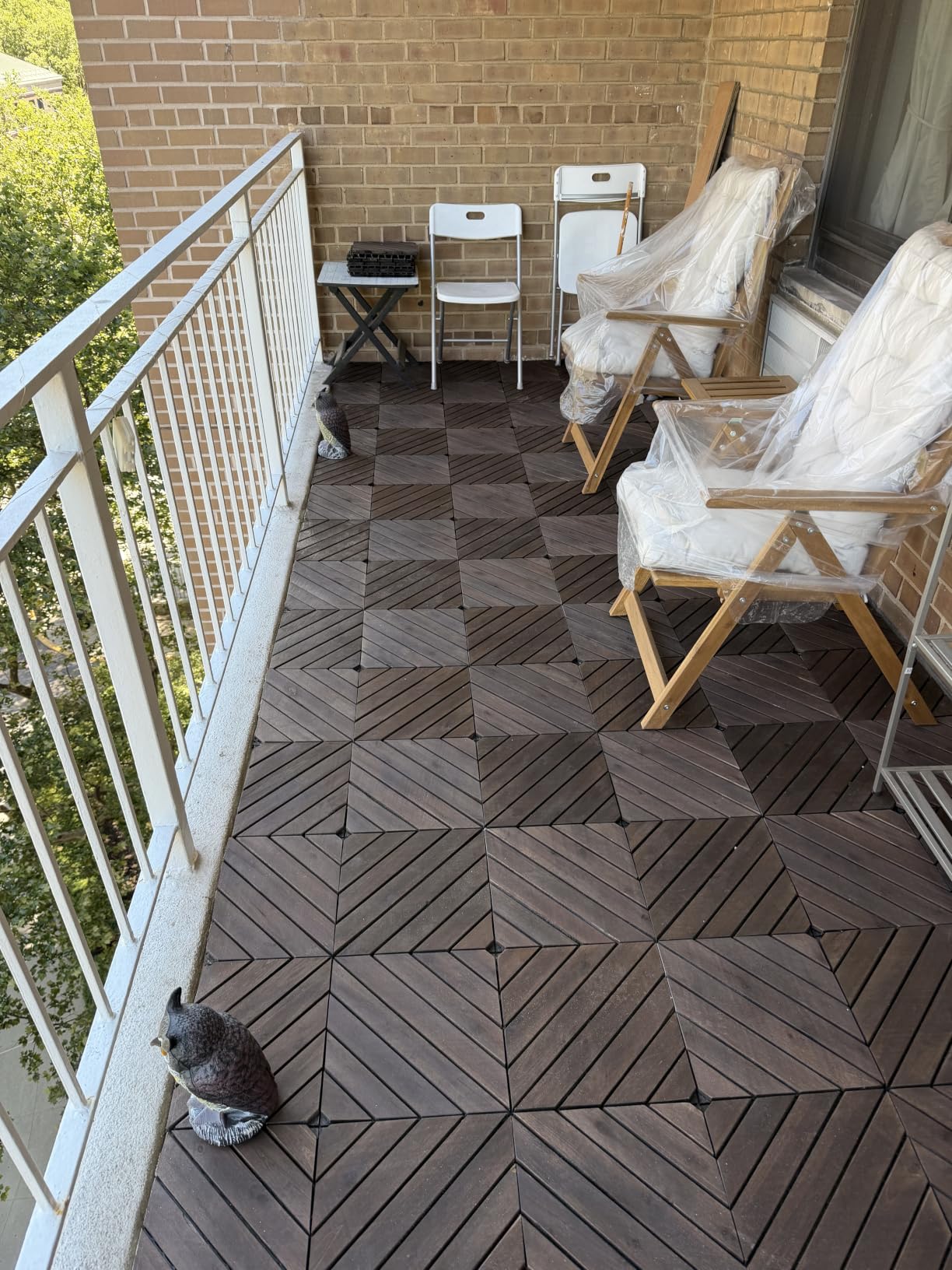 PrimeZone 27 PCS Solid Acacia Wood Interlocking Patio Deck Tiles - 12