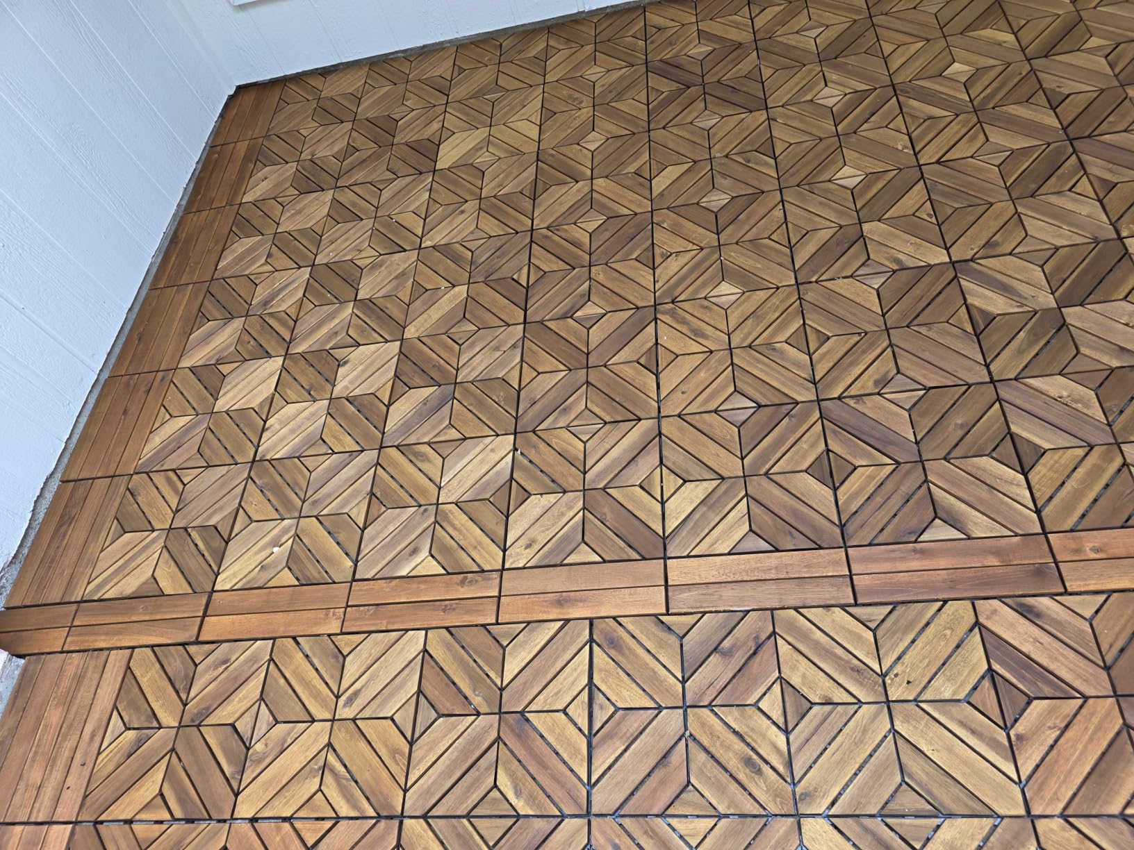 PrimeZone 27 PCS Solid Acacia Wood Interlocking Patio Deck Tiles - 12