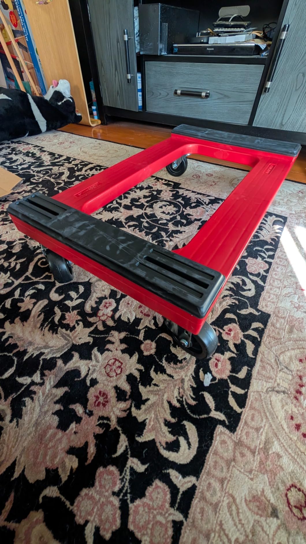Akro-Mils Plastic 4-Wheel Furniture Dolly with Steel-Reinforced Frame and 4-Inch 4-Way Swivel Casters, 1200 Lbs Capacity, 18-Inch x 30-Inch, Red customer photo 2