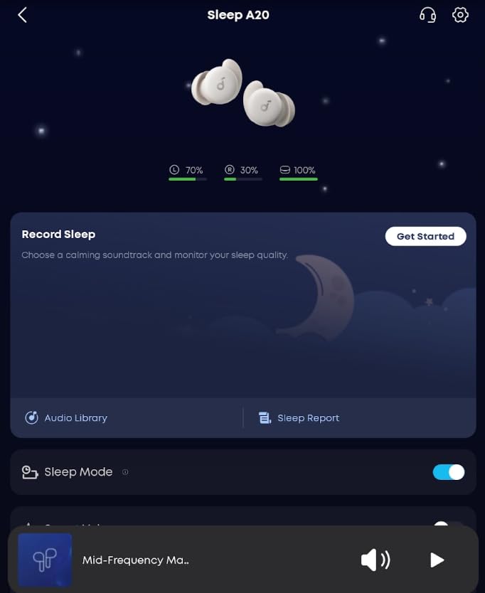 Soundcore Sleep A20 Set by Anker with Comfortable Ear Tips and Wings | 30 dB High-Frequency Noise Reduction, Side Sleeper Comfort, 80H Playtime, Stream Content via Bluetooth 5.3, Sleep Tracking customer photo 2