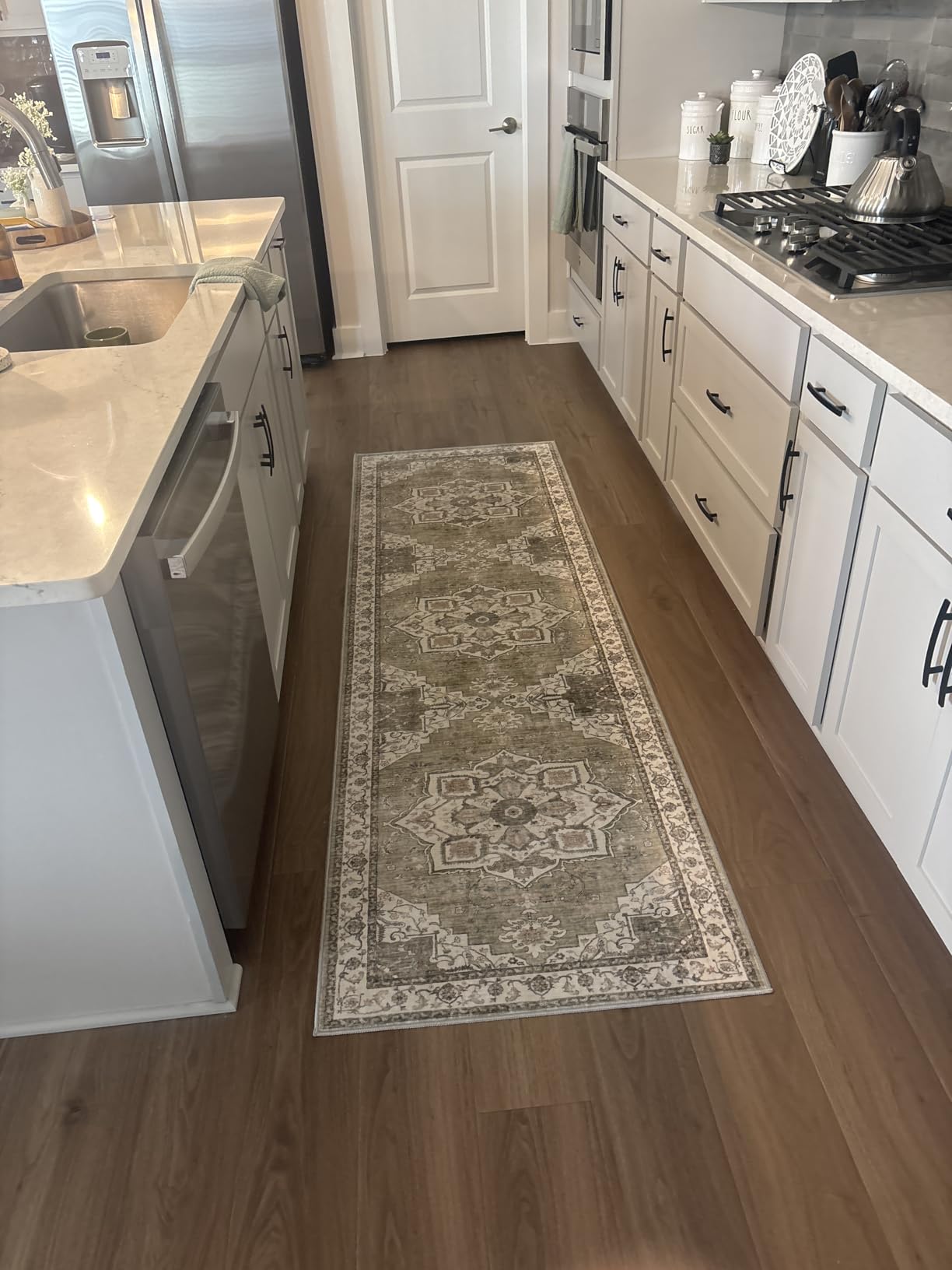 Runner Rug 2x8 Runners for Hallways Non Slip Washable, Vintage Hallway Runner Rugs for Living Room, Low Pile Soft Hallway Rug for Kitchen Bedroom Laundry Room Rug(Orange,2'x8') customer photo 2