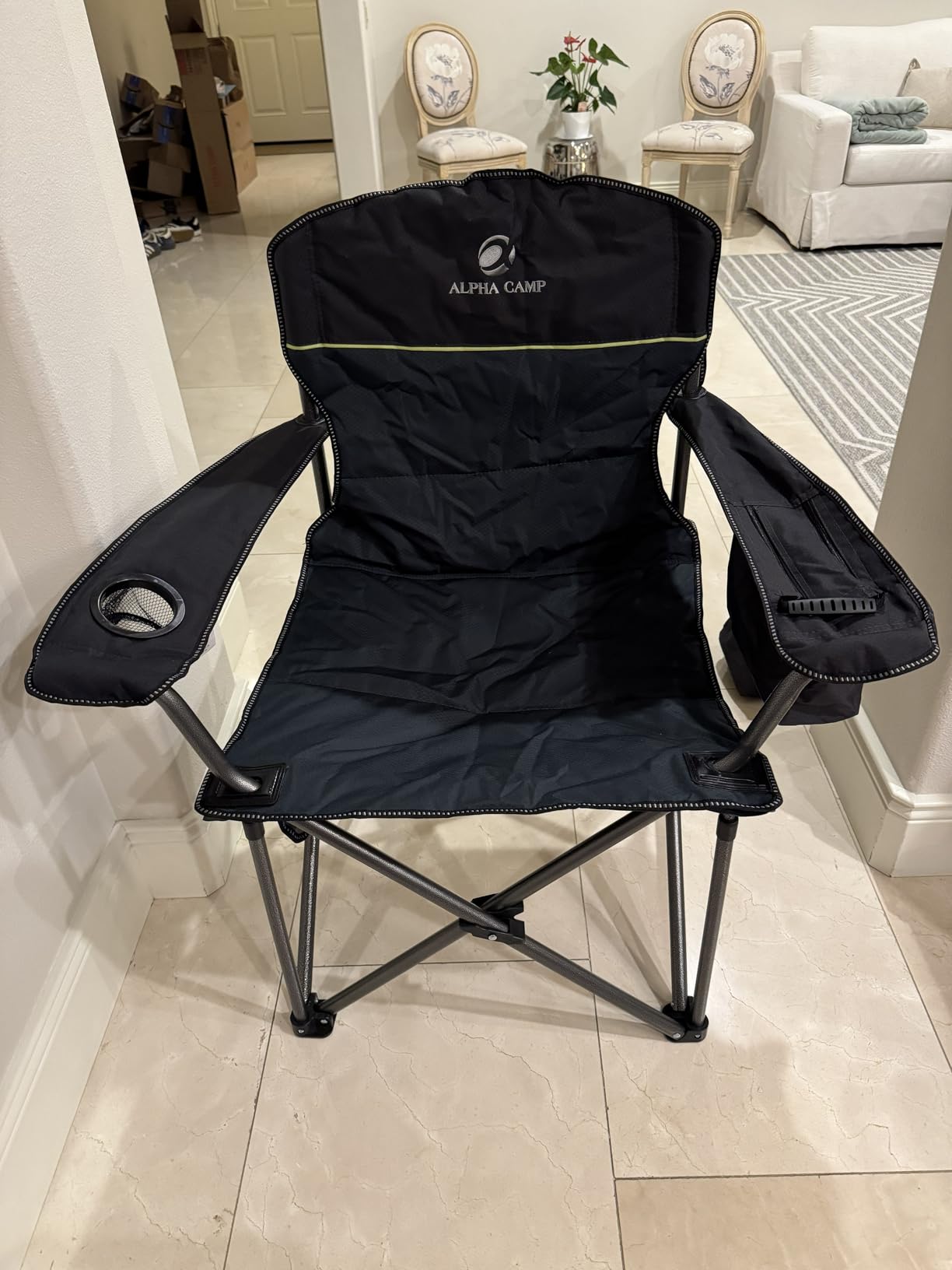 LET'S CAMP Folding Camping Chair Oversized Heavy Duty Padded Outdoor Chair with Cup Holder Storage and Cooler Bag, 450 LBS Weight Capacity, Thicken 600D Oxford,2 Pack customer photo 2