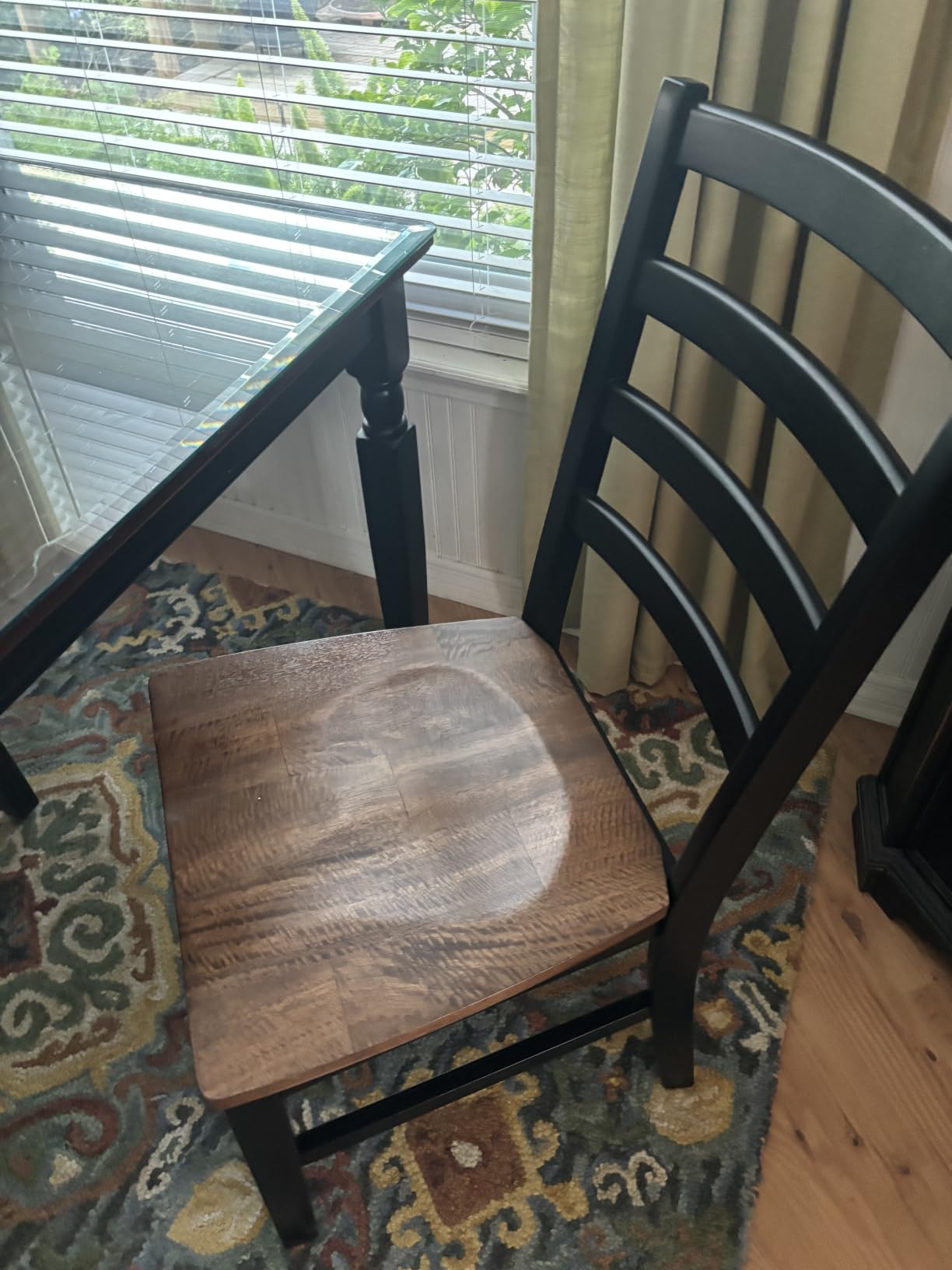 Signature Design by Ashley Wildenauer Dining Chairs Set of 2, Modern Ladderback Dining Chairs with Solid Wood Frame, Two-Tone Finish, Contoured Seat, Black/Brown customer photo 1