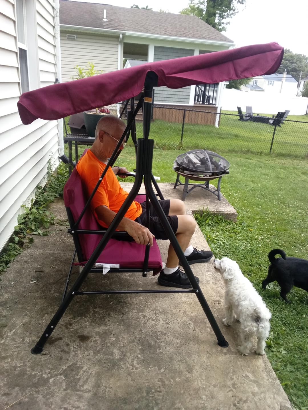 Yaheetech 3-Seat Patio Swing Chair, Adjustable Canopy & Seat Cushion, Outdoor Glider Swing, 550lb Capacity customer photo 1