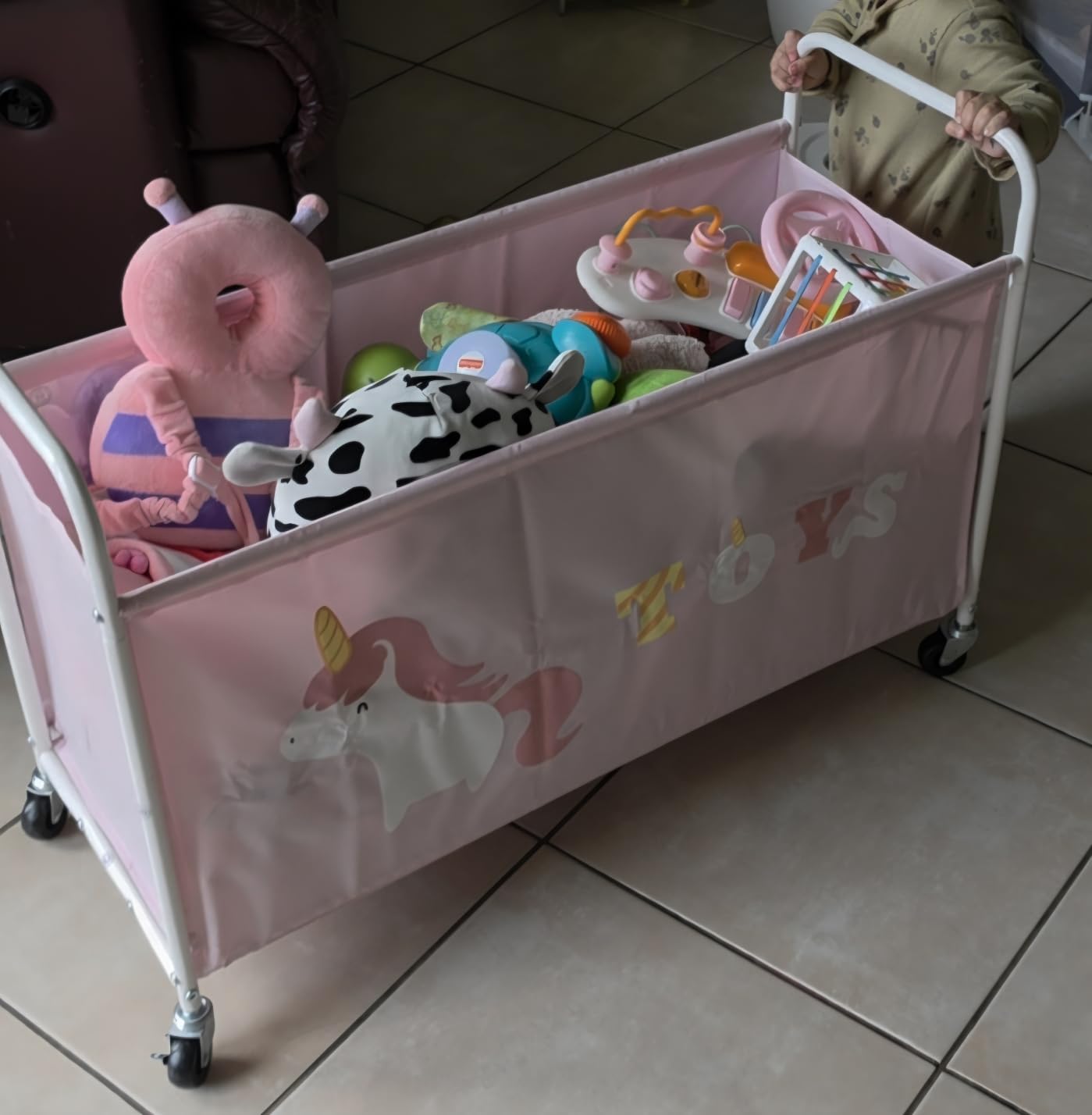 GRANNY SAYS 135L Large Toy Box for Boys, Toy Chest Storage with Wheels | 360° Swivel Casters, Cute Animal Pattern, Washable Toy Storage, Quick Assembly, Holds Stuffed Animals for Boys & Girls Room customer photo 2